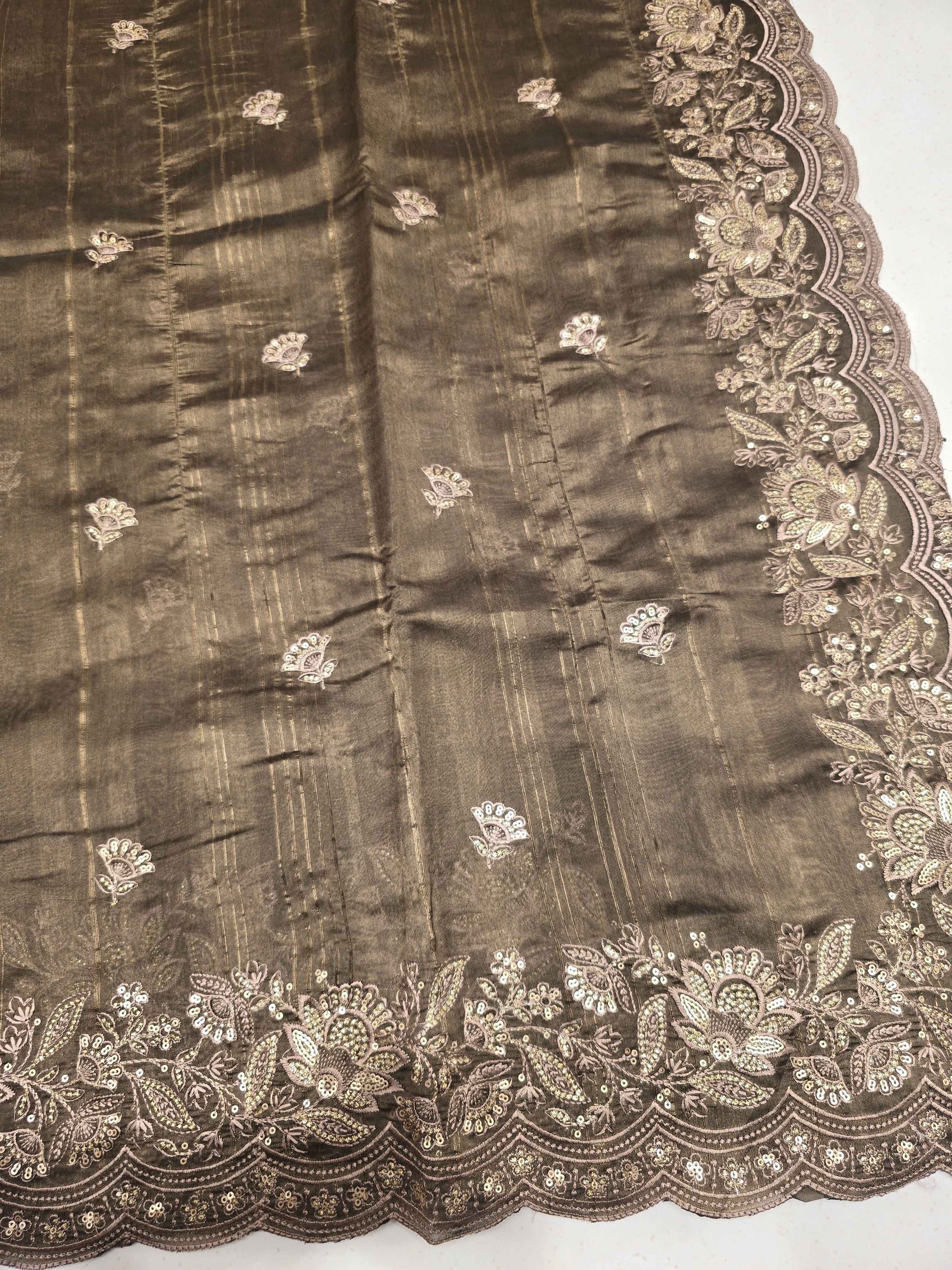 Tussar Silk Saree with Jute Finish & Sequin Work