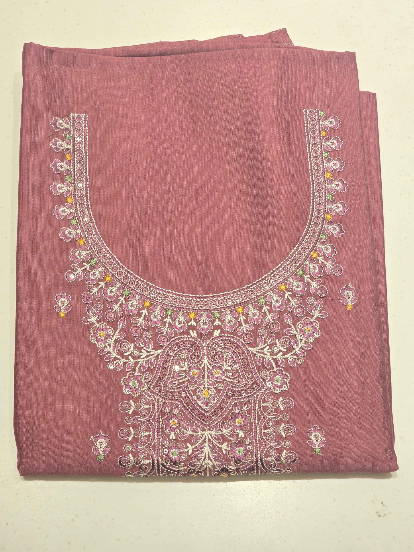Onion Pink Semi Cotton Dress Material