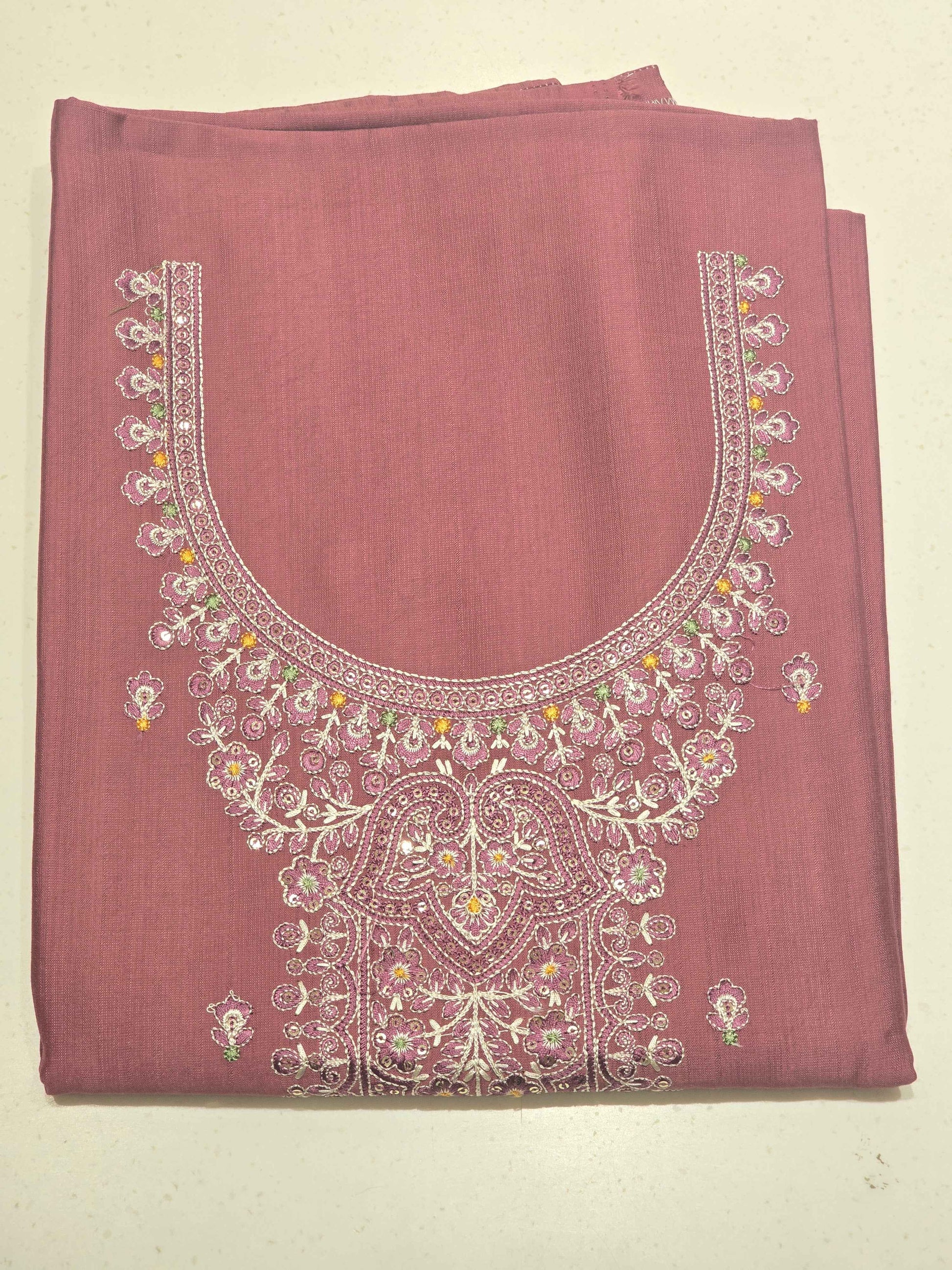Onion Pink Semi Cotton Dress Material