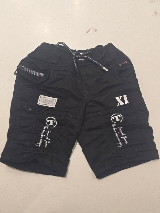 Boys Black Corduroy Zipped Pocket Shorts