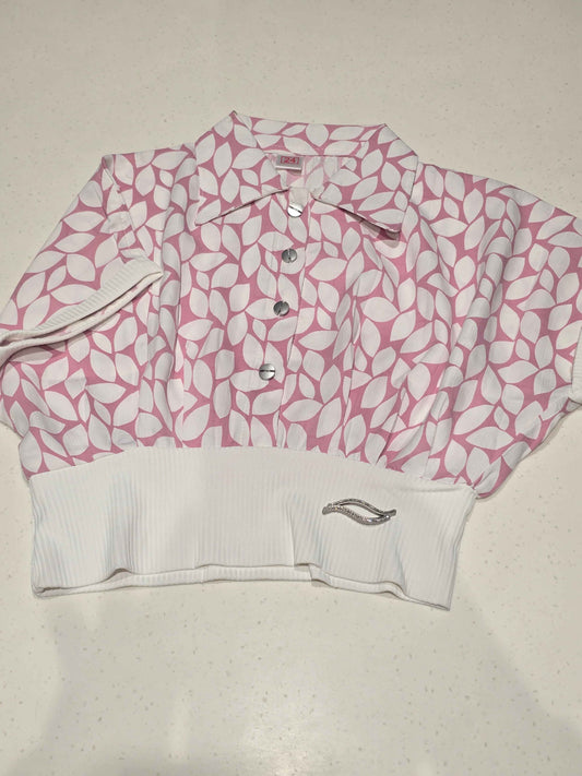 Lycra Material pink with white color western top for girl