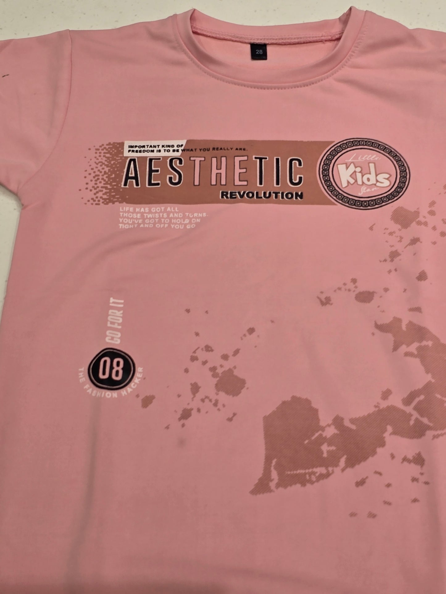 Lycra Material baby pink color t-shirt for boys