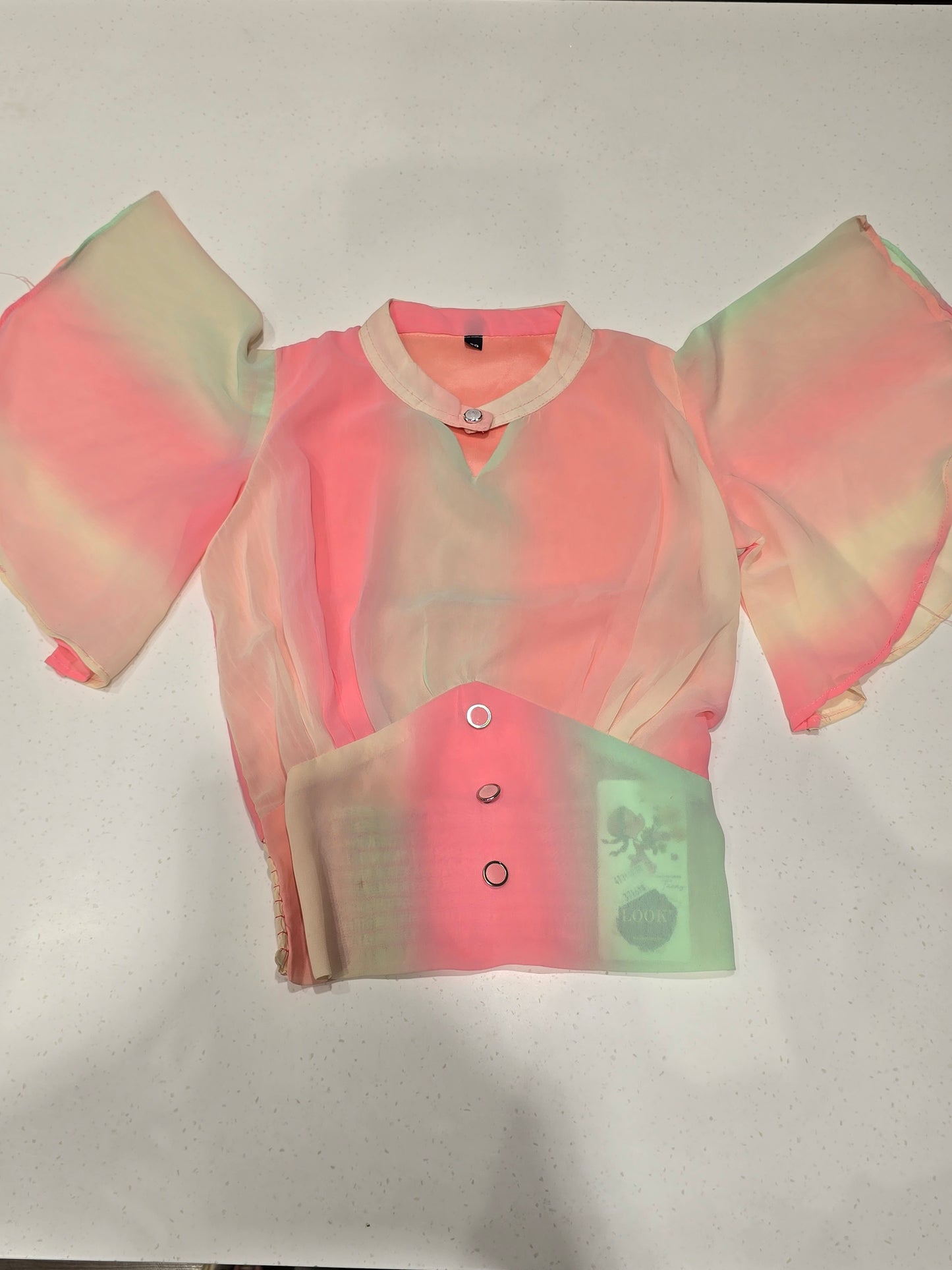 Pastel Rainbow Chiffon Crop Top for Girls