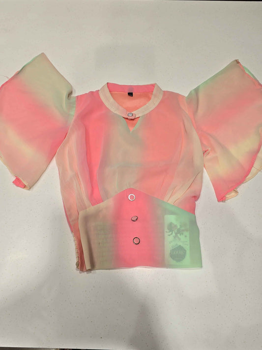 Pastel Rainbow Chiffon Crop Top for Girls