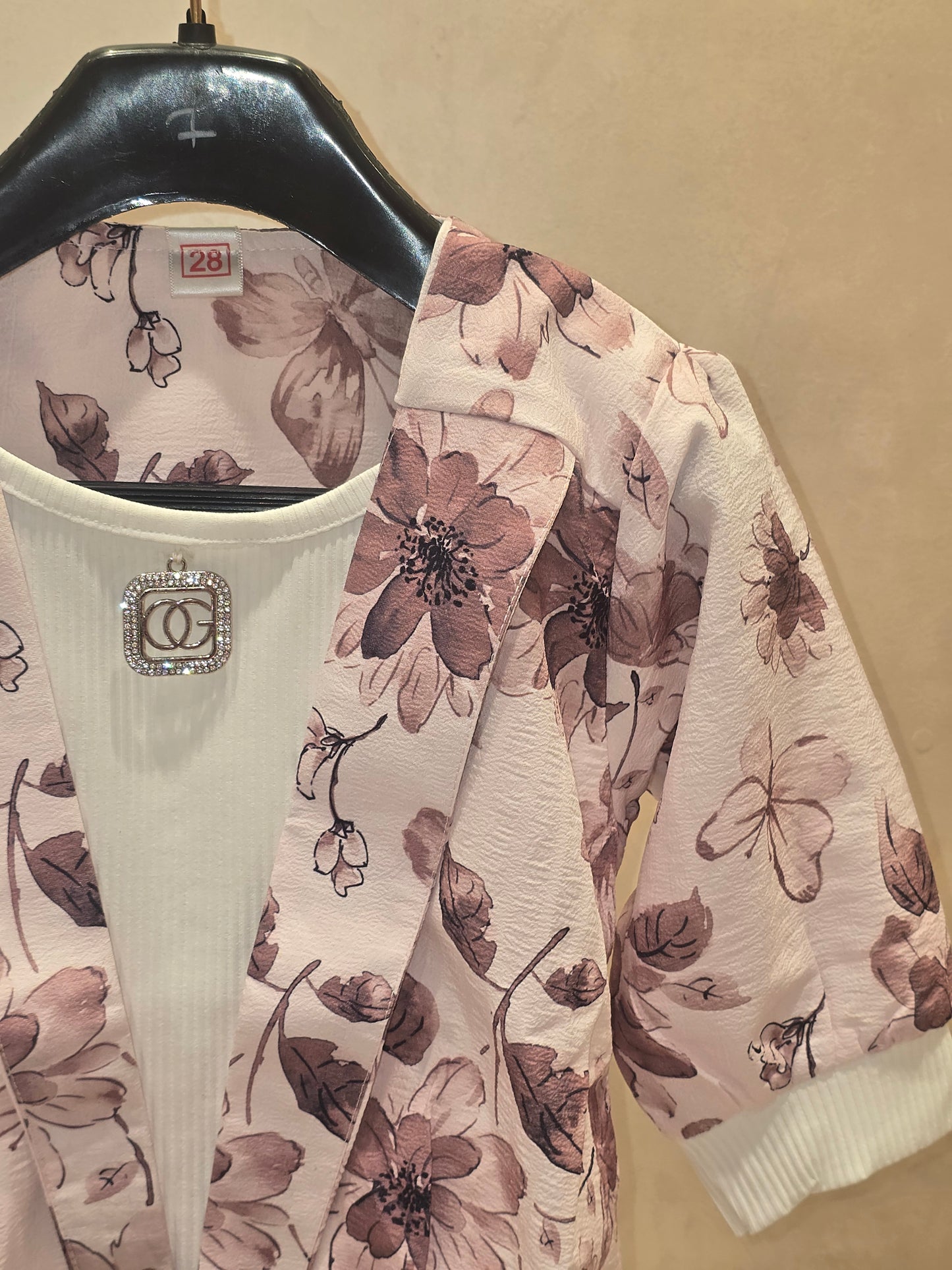 Girl Floral Printed Satin Western Top