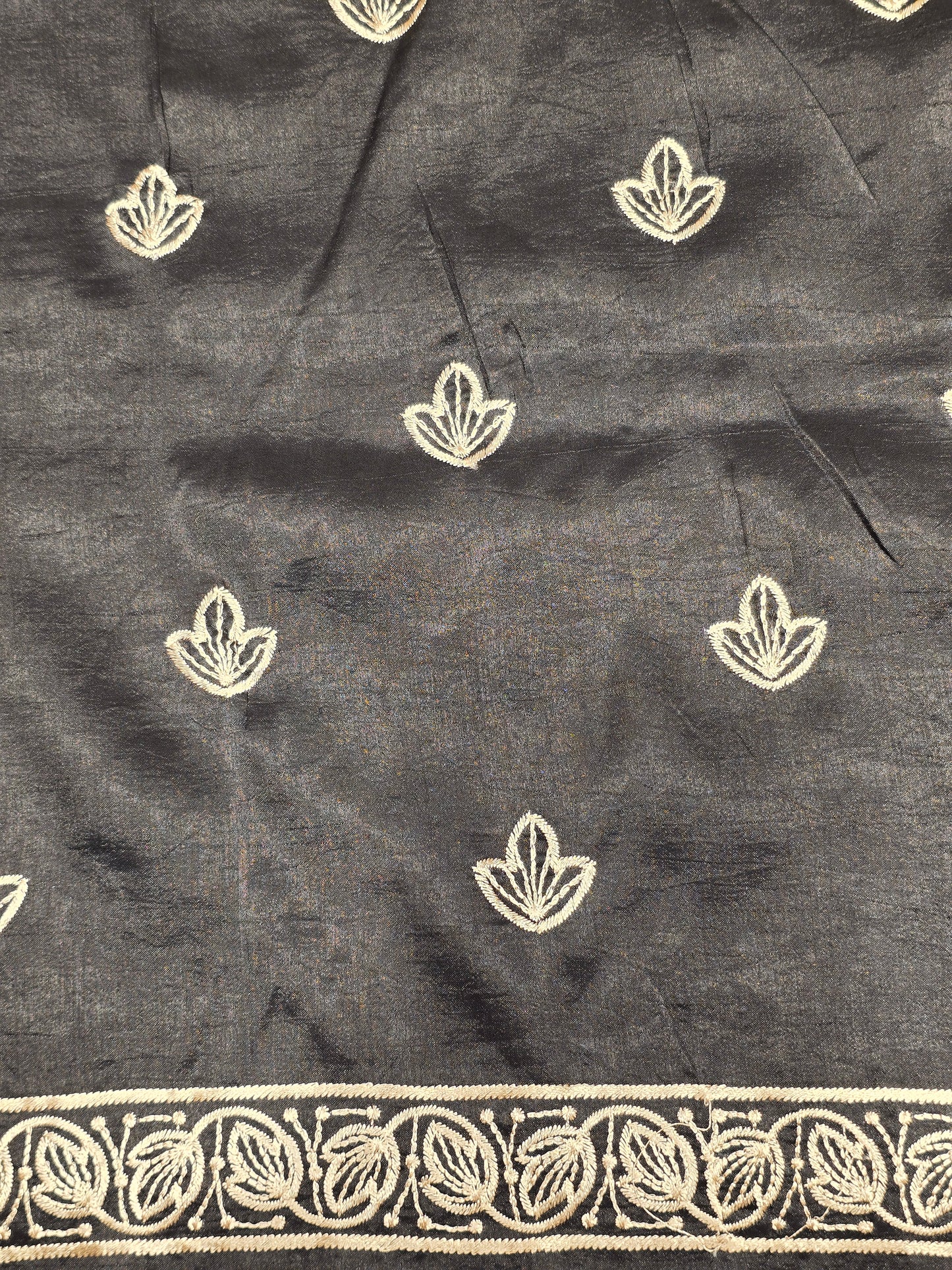 Maroon Tussar Saree with Golden Embroidery Border