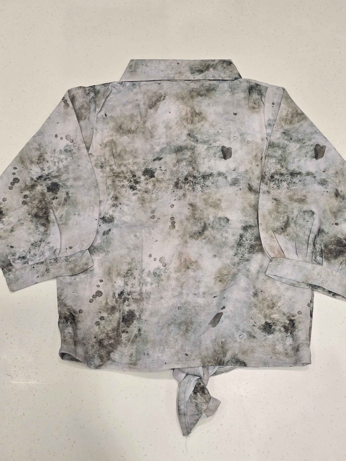 Pista Green & Cream Dual-Shade Western Top for Girls