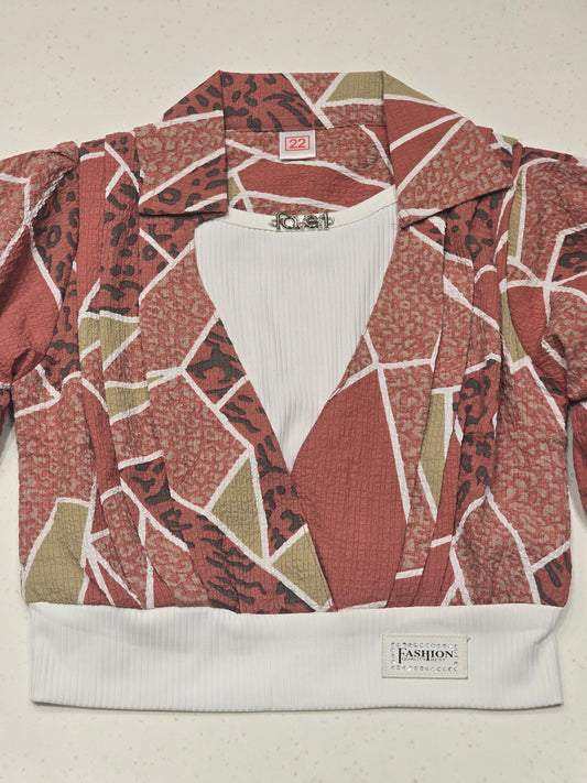 Girls Multicolor Chiffon Printed Jacket Top