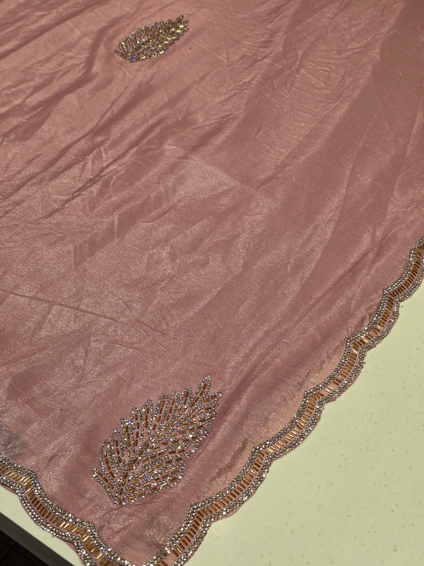 Organza with stone work saree and border Party wear