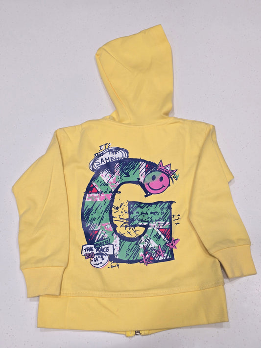 Yellow Hosiery Cotton Hoodie for Girls