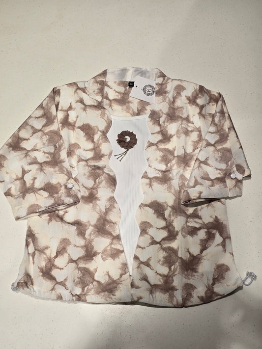 Brown Shade Georgette Western Top for Girls