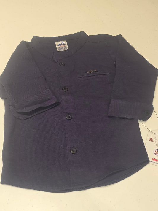 Cotton material dark blue colour shirt with folded full sleeves