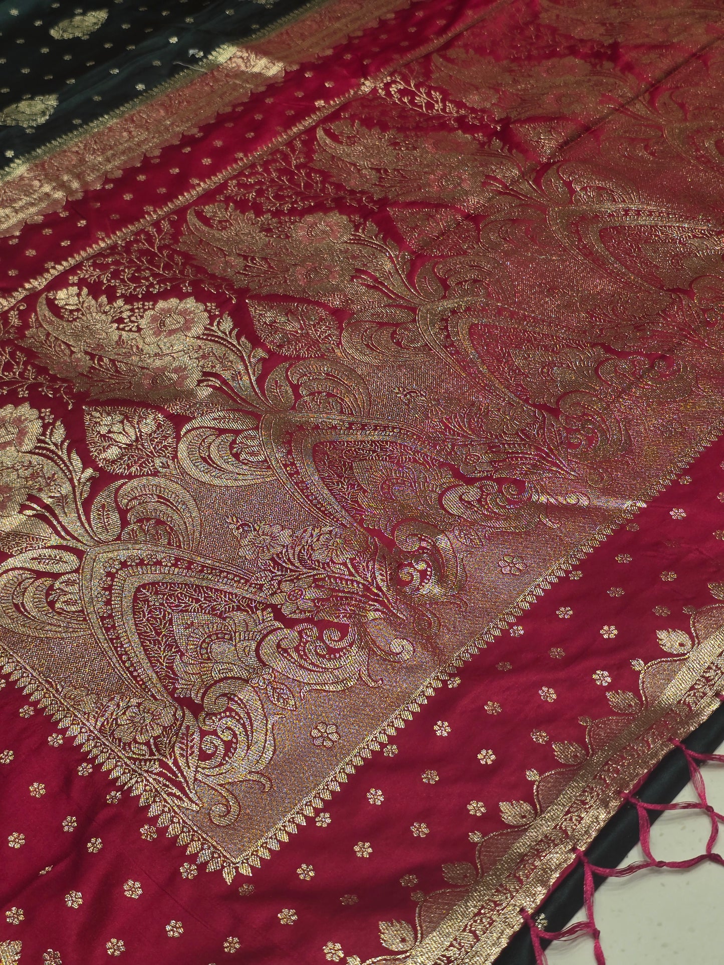 Satin Banarasi Saree with Jari Butta, Rich Pallu & Contrast Blouse | Festive & Traditional Wear