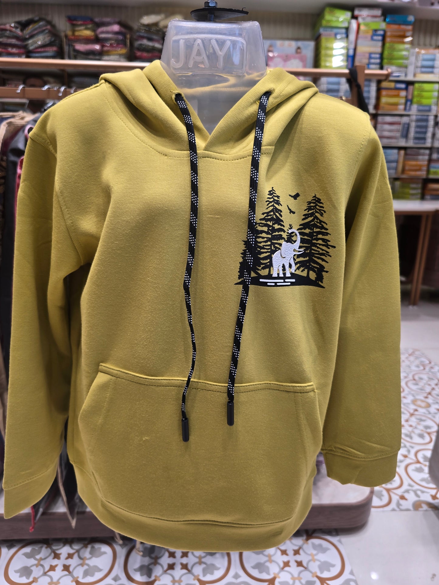Printed Hoodie with Full Sleeves & Front Pocket
