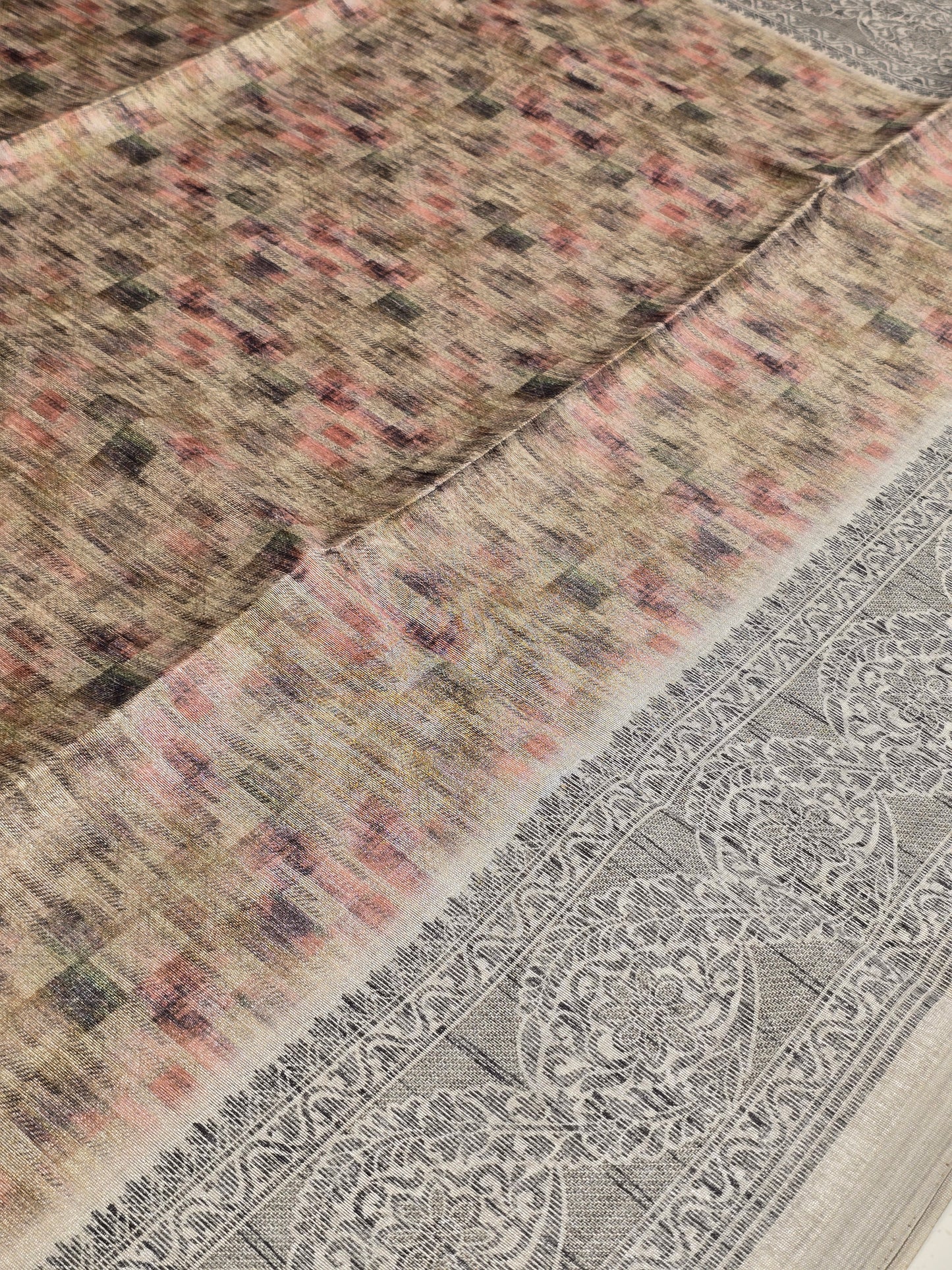 Raw silk with thread work border and pallu Daily wear