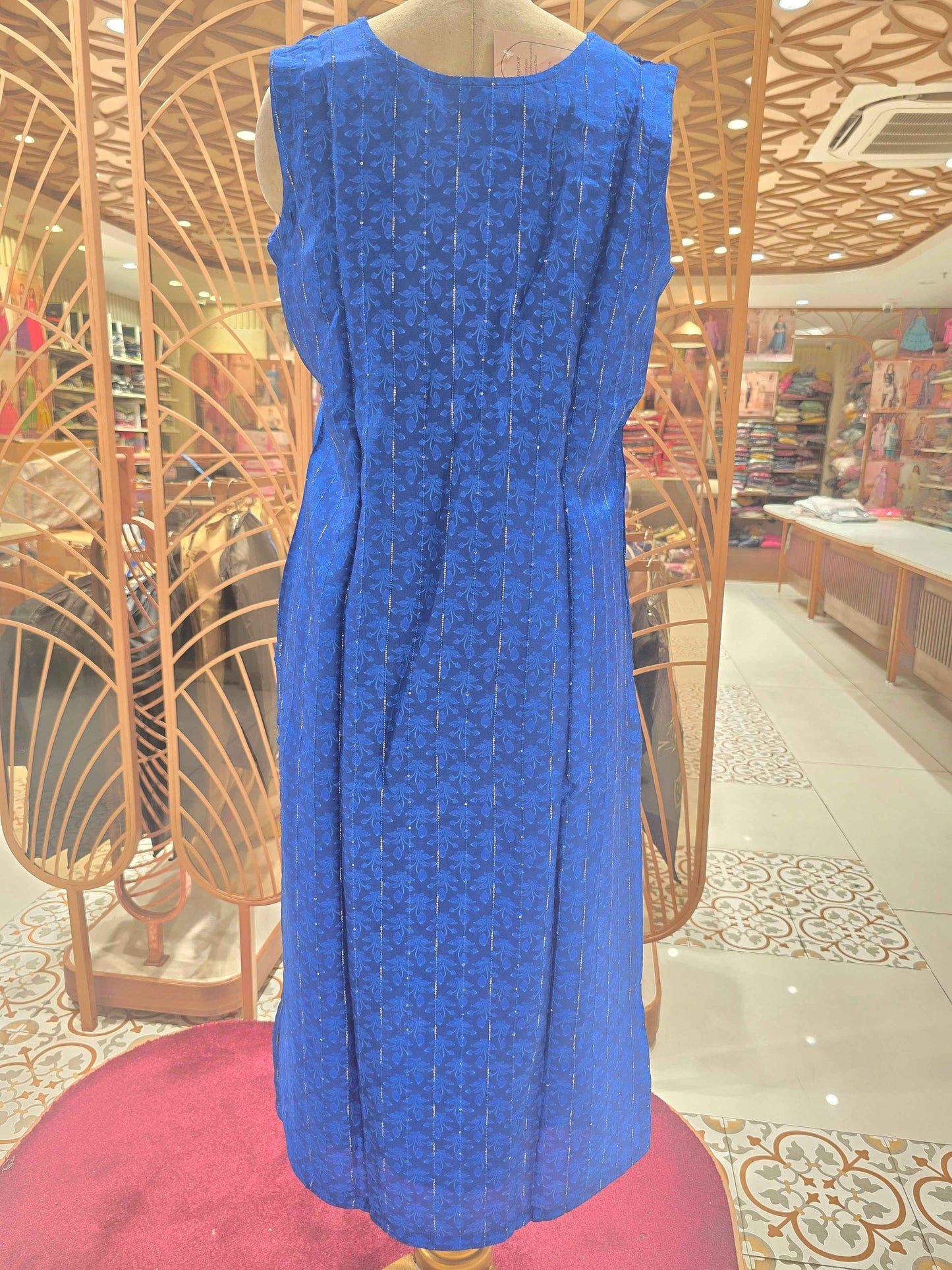 Shiffon material blue color kurta set with rain drops design