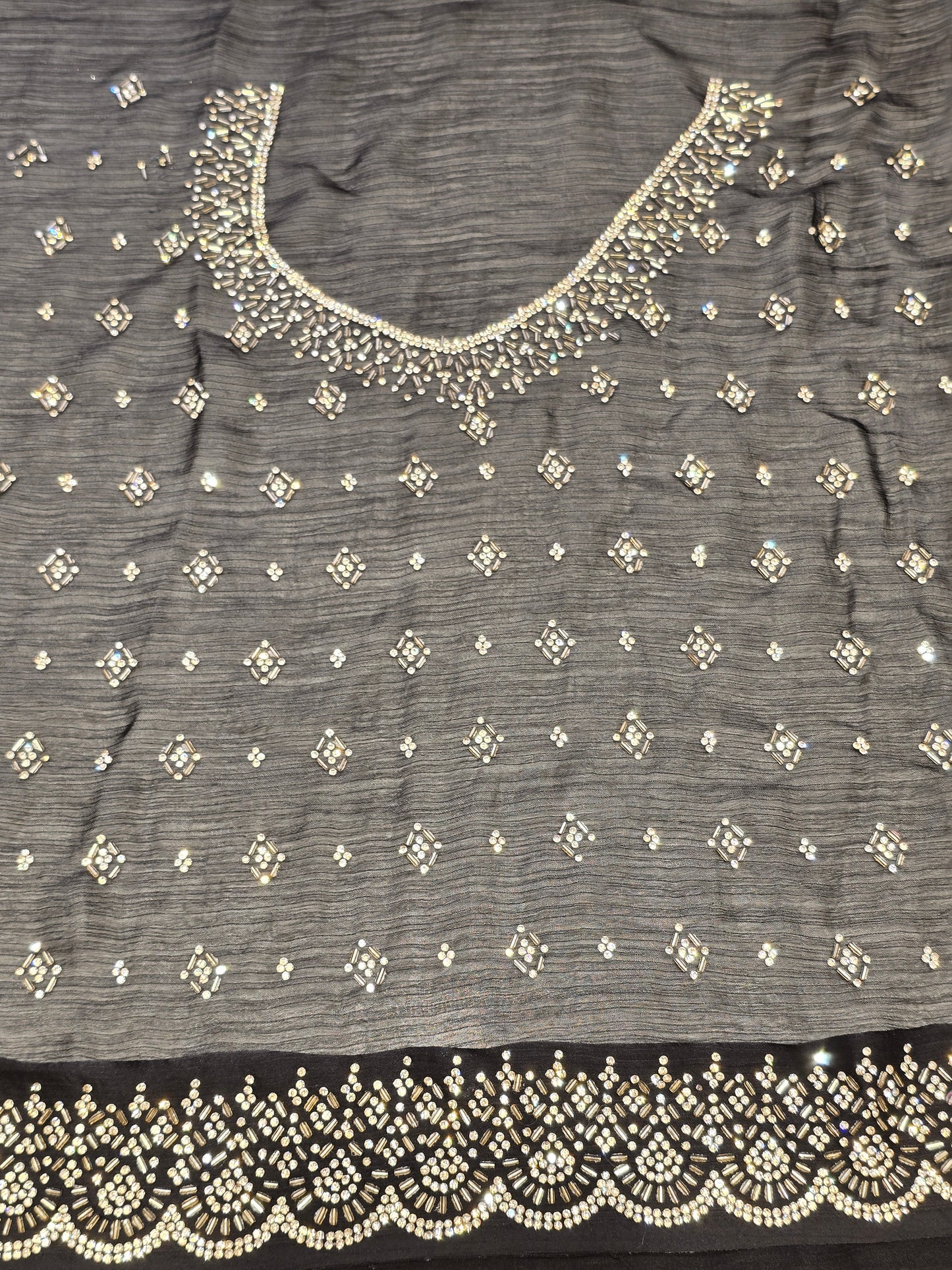 Stone work with leharia design and rich blouse