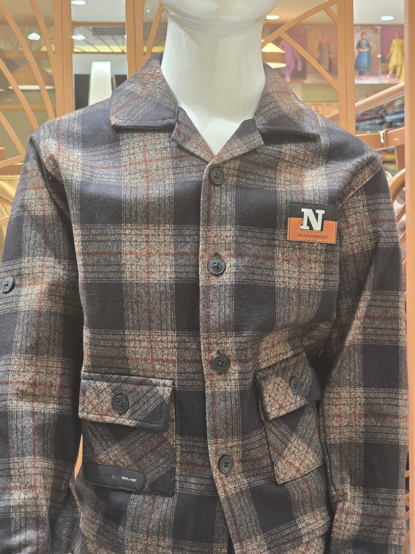 Multicolour Woolen Jacket Shirt for Boys