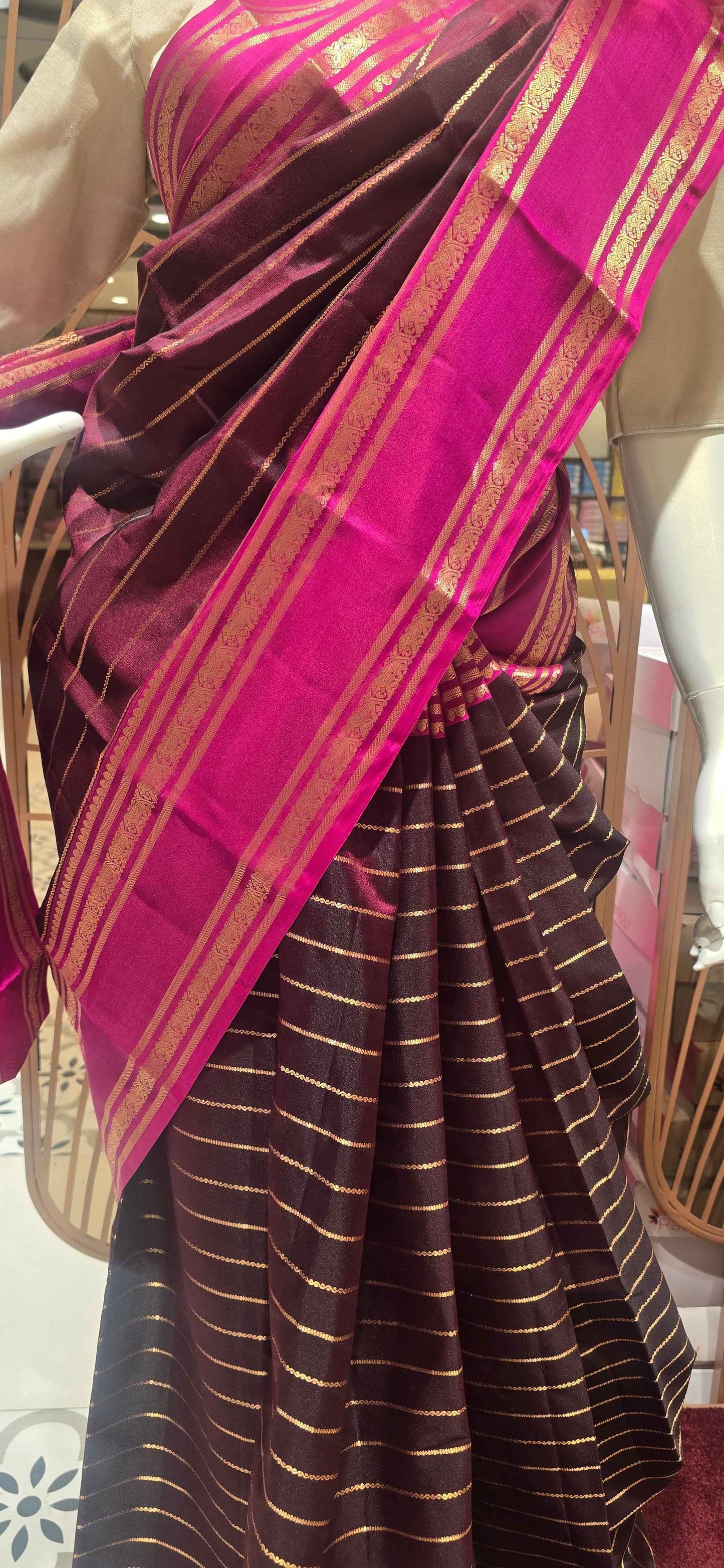 Pure Kanjivaram silk saree with pentex border and rich pallu
