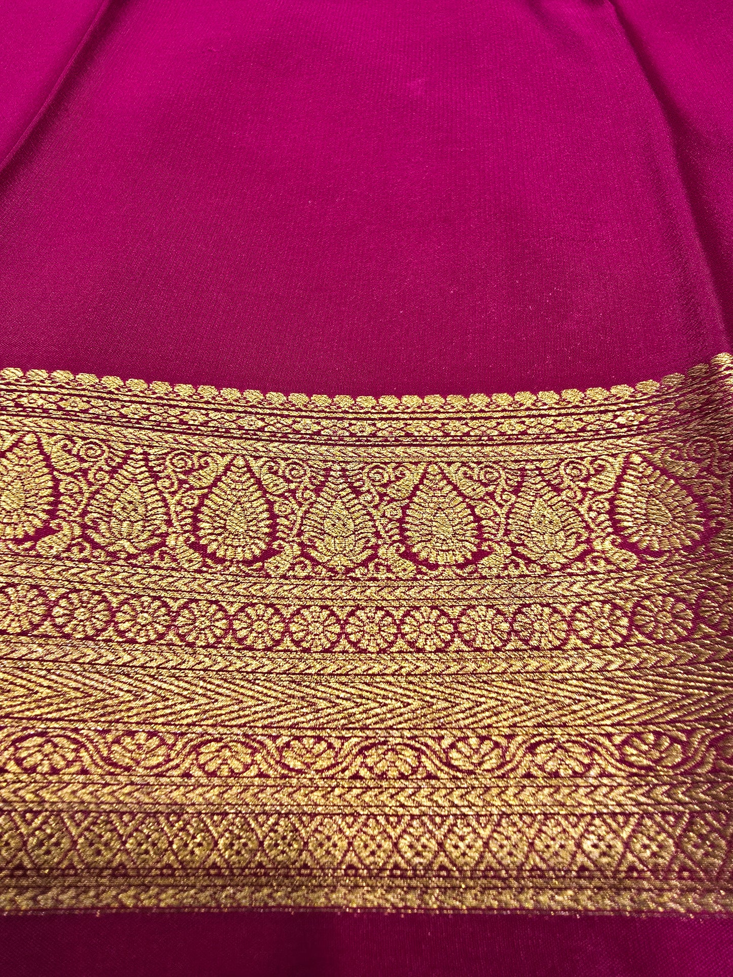 Pure Mysore Brocade Crepe Silk Saree with Full-Body Floral Weaving and Traditional Zari Border | Festive & Wedding Wear