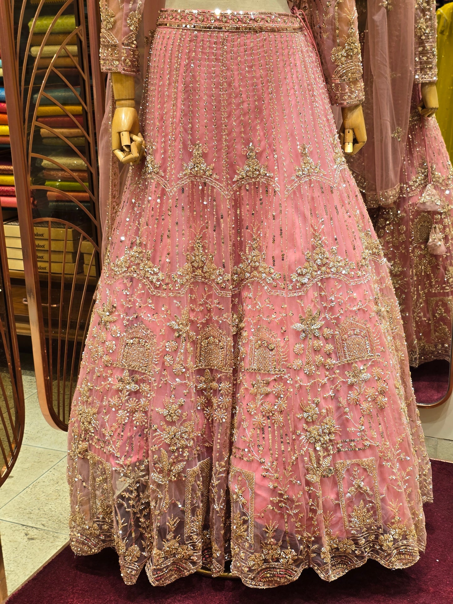 Pink Knitted Bridal Lehenga Set