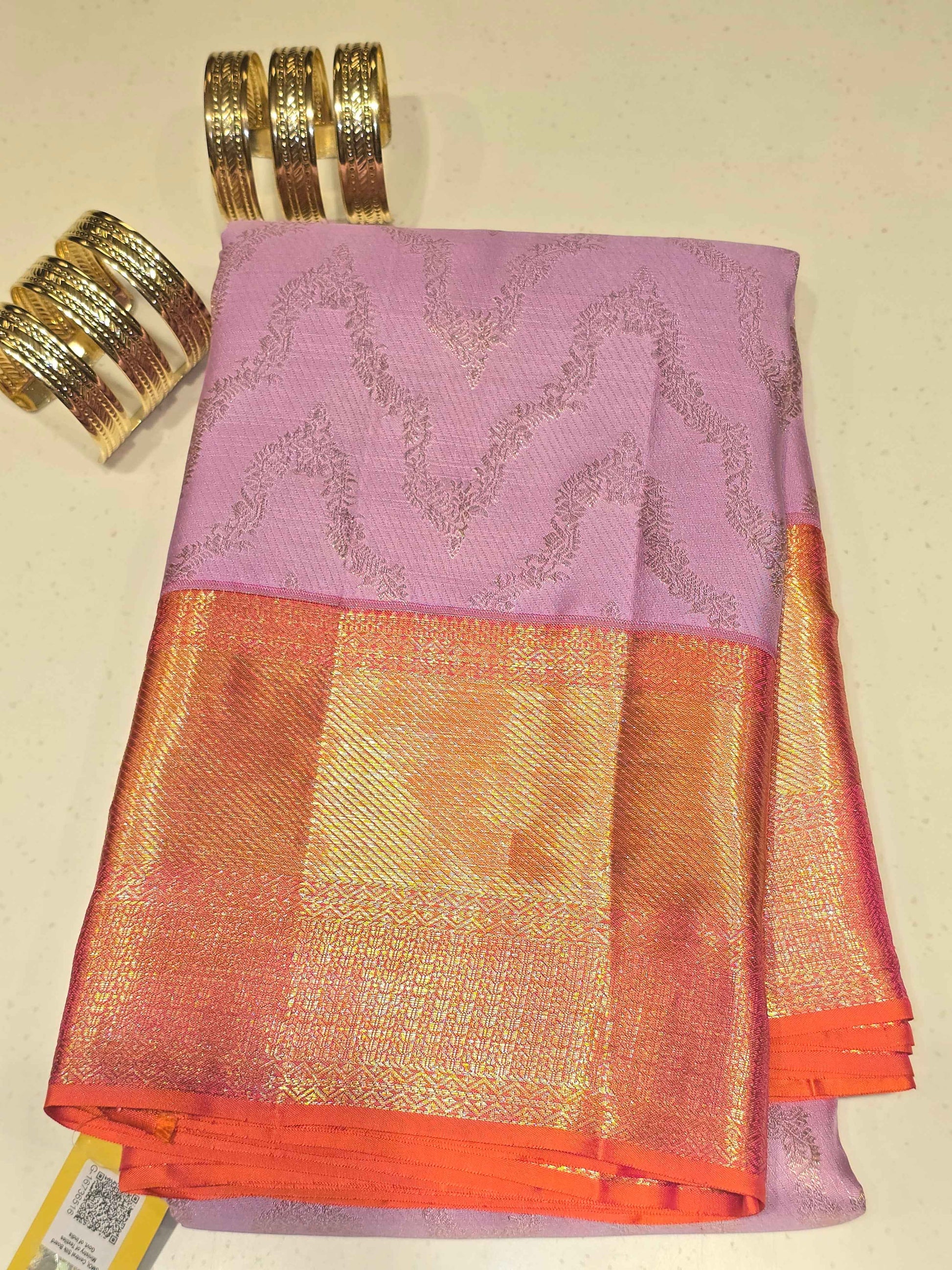 Handloom pure silk Kanjivaram saree with lehariya design with rich pallu