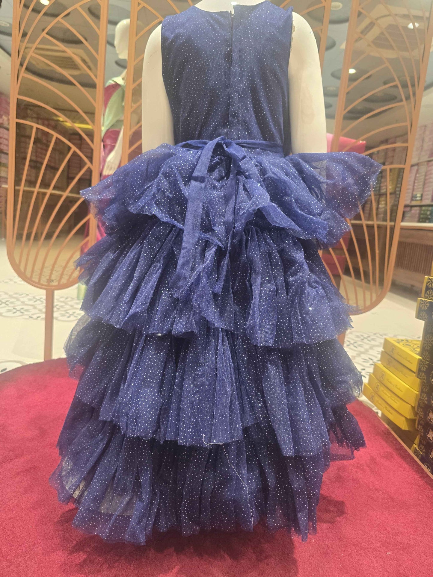 Girls Blue Knitted Stone Work Gown
