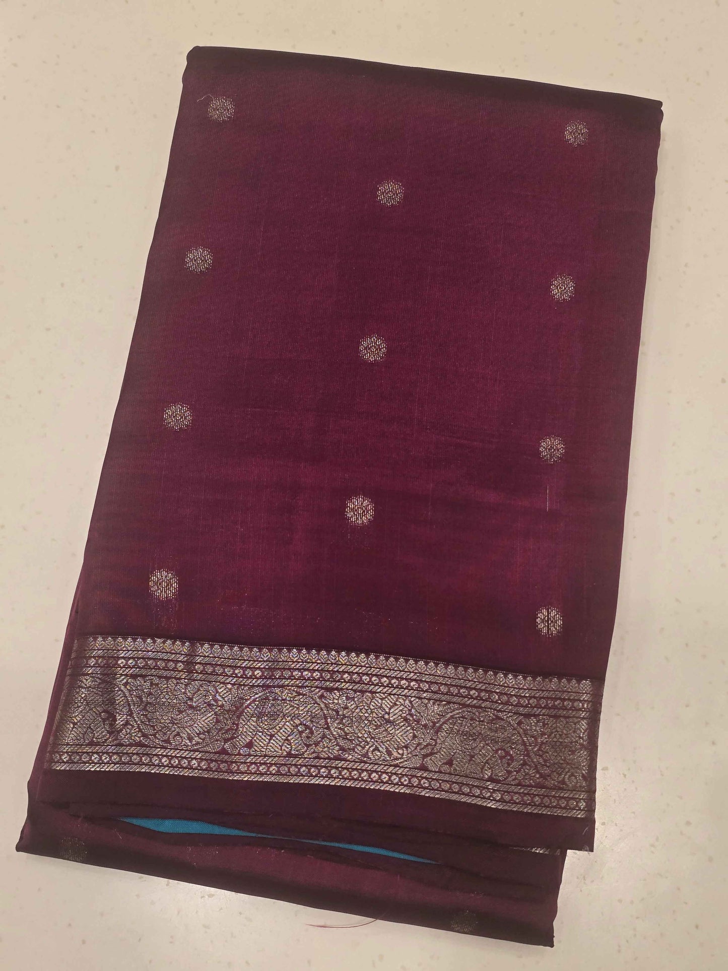 Pure Kanjivaram handloom silk saree with tiny flower motifs and rich pallu