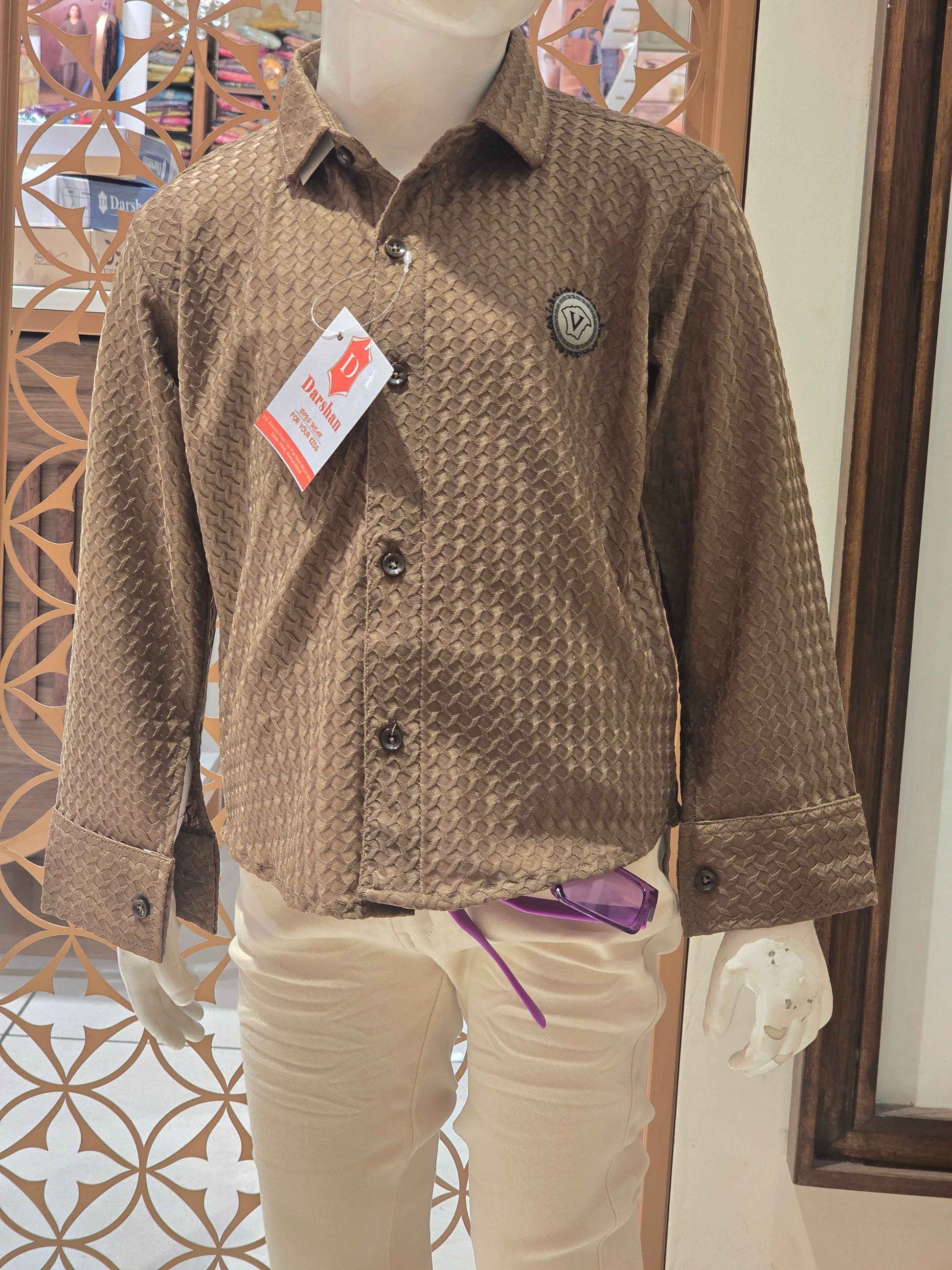 Imported Material brown with beige color outfit for little boy