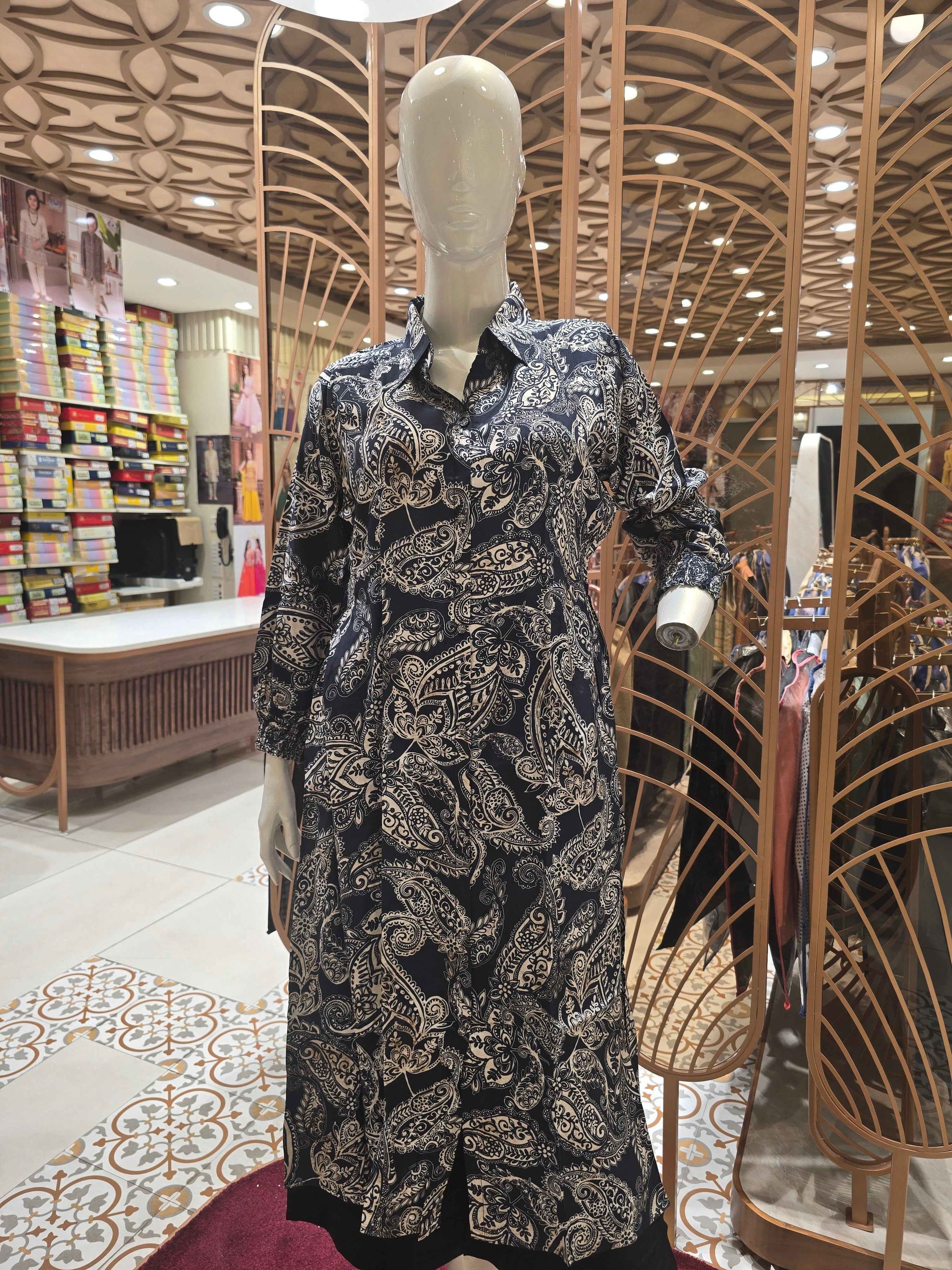 Printed Cotton material anarkali single kurta with colar neck
