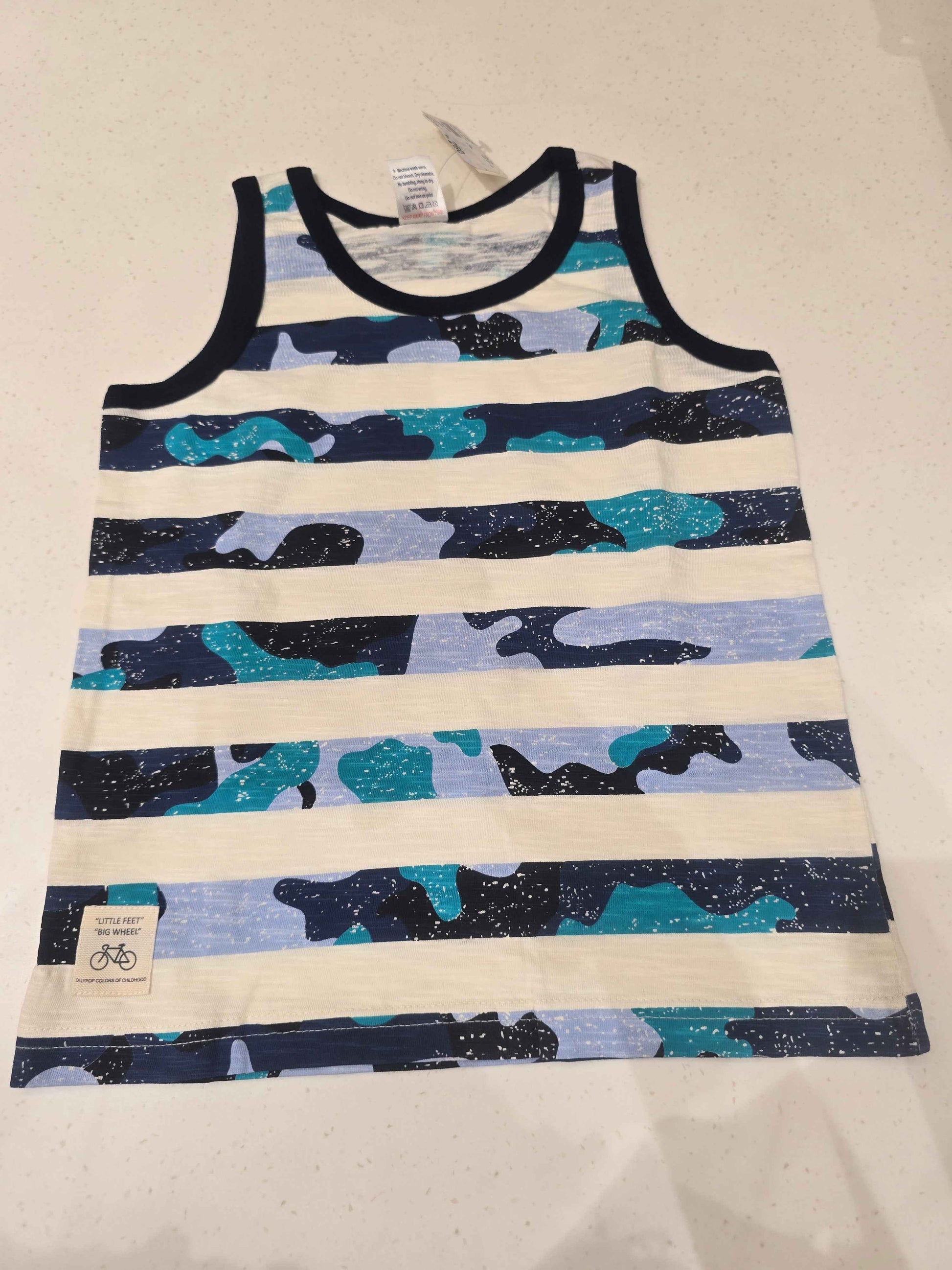 Boys Multi Colour Cotton Sleeveless T-Shirt