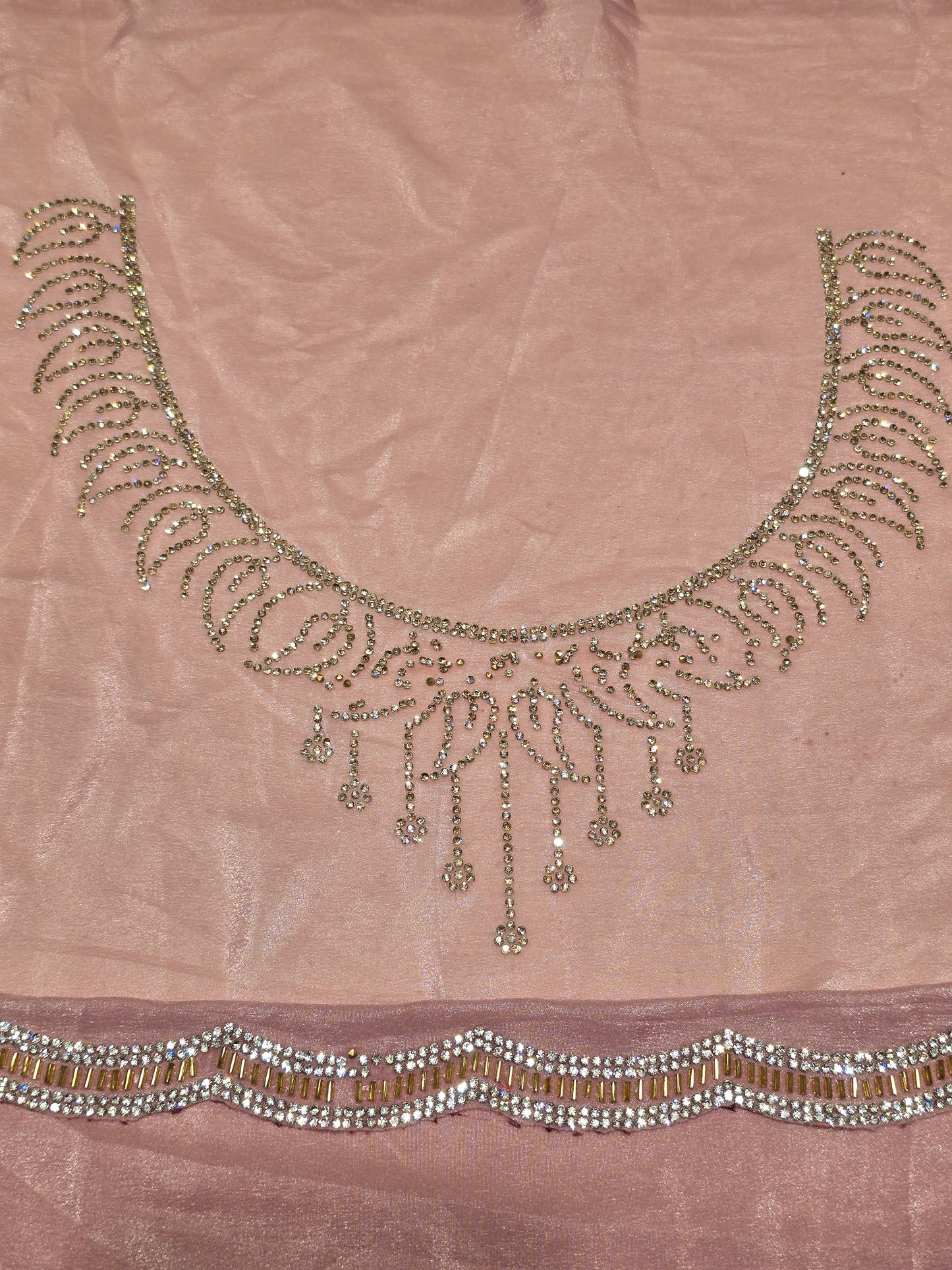 Organza with stone work saree and border Party wear