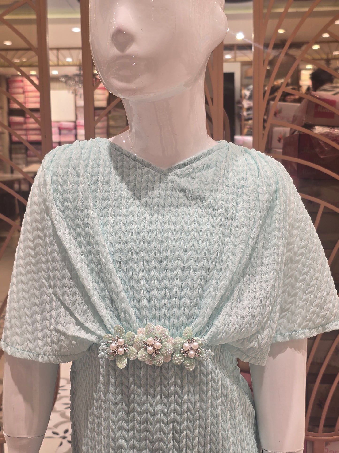 Girl Sea Green Popcon Bodycon Western Dress