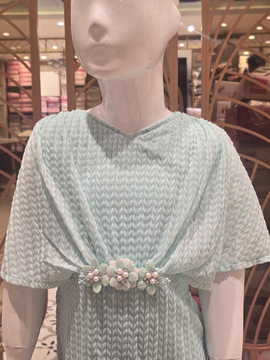 Girl Sea Green Popcon Bodycon Western Dress