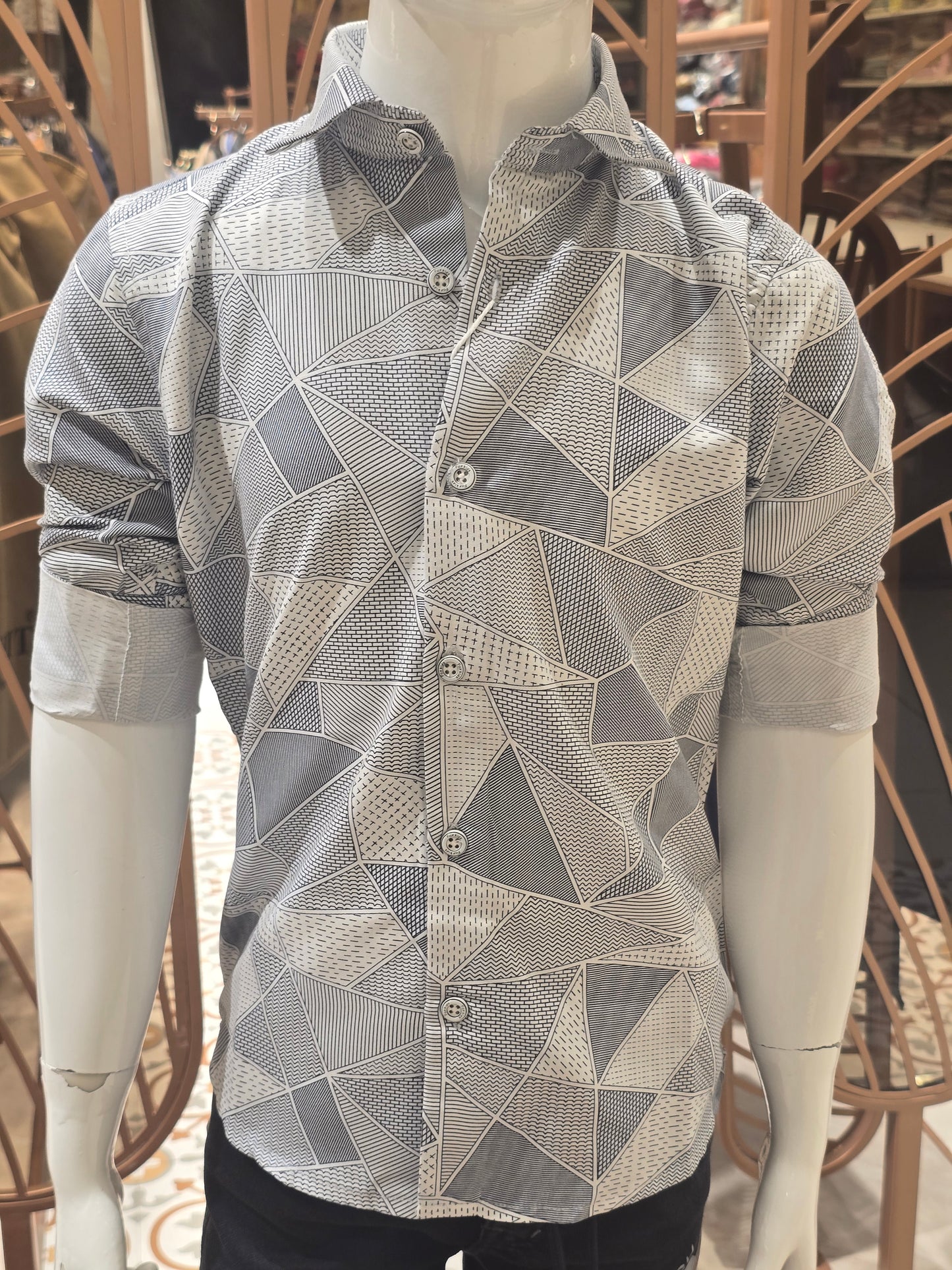 White Cotton Printed Shirt for Boys