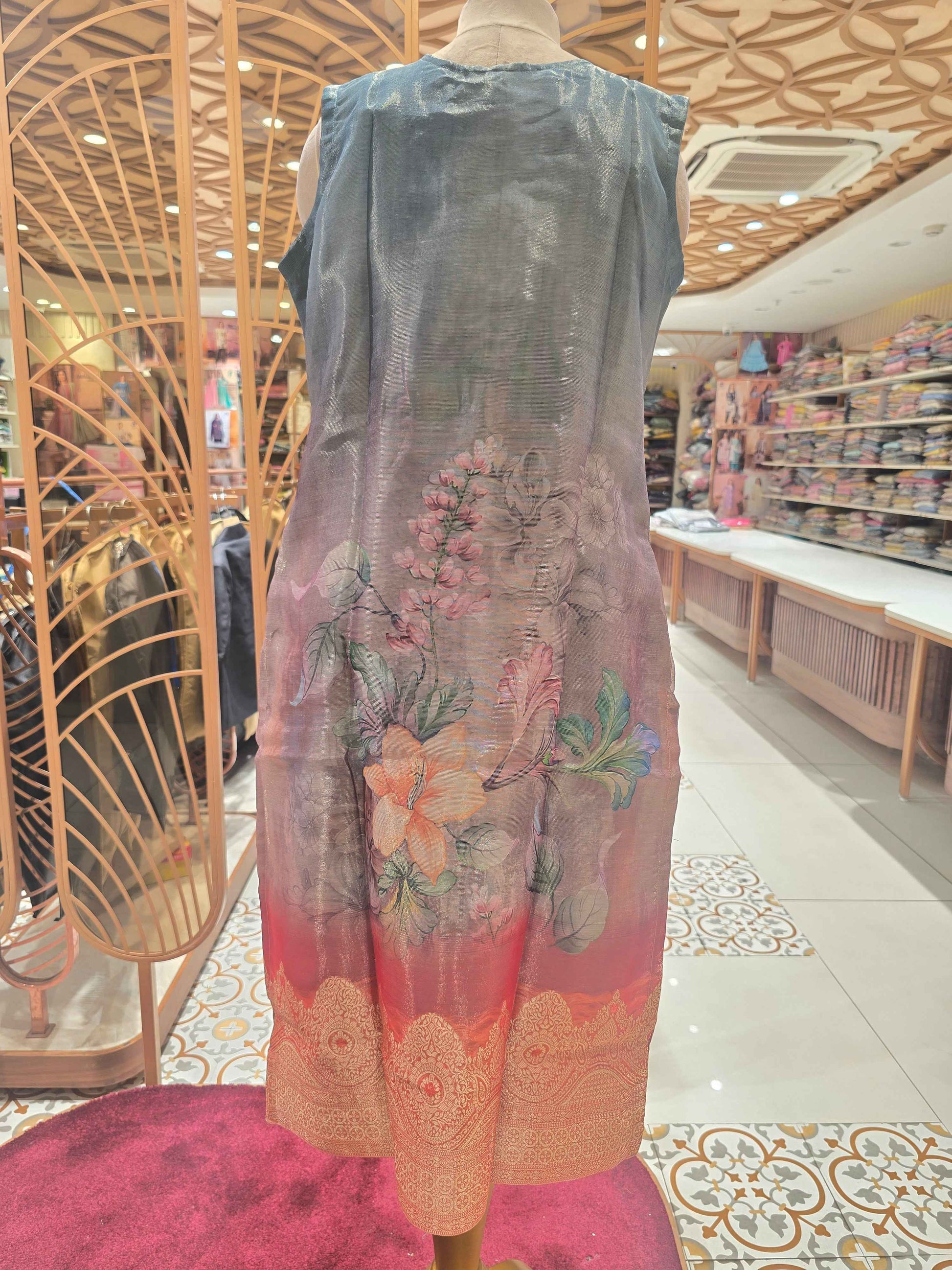 Printed Tissue Material kurtabset aufh round neck