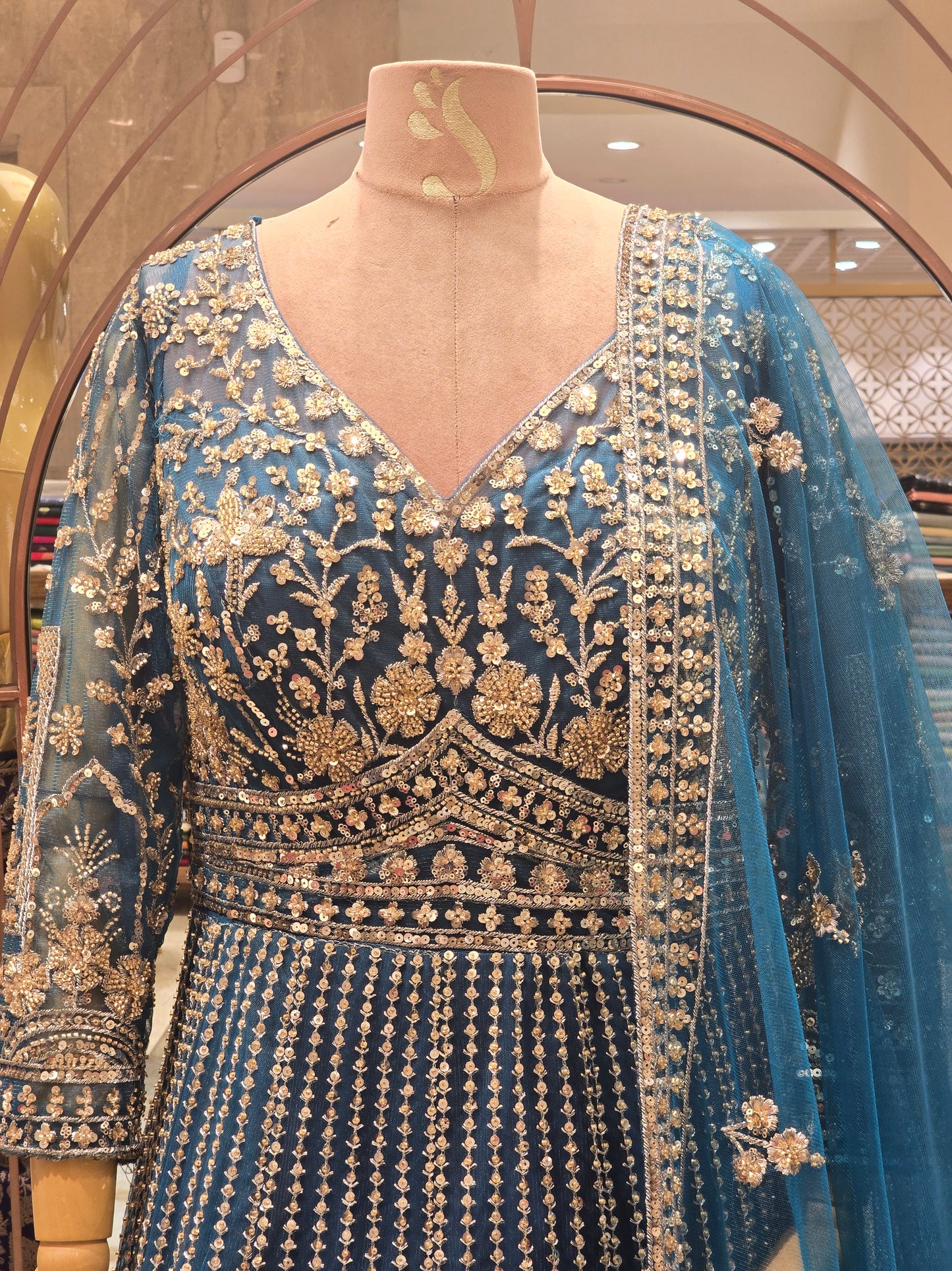 Exclusive Bridal lehanga in knitted material with handwork