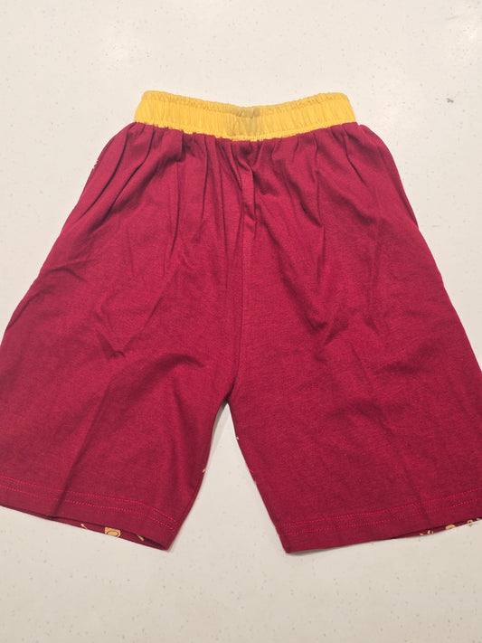 Maroon Printed Cotton Shorts for Boys