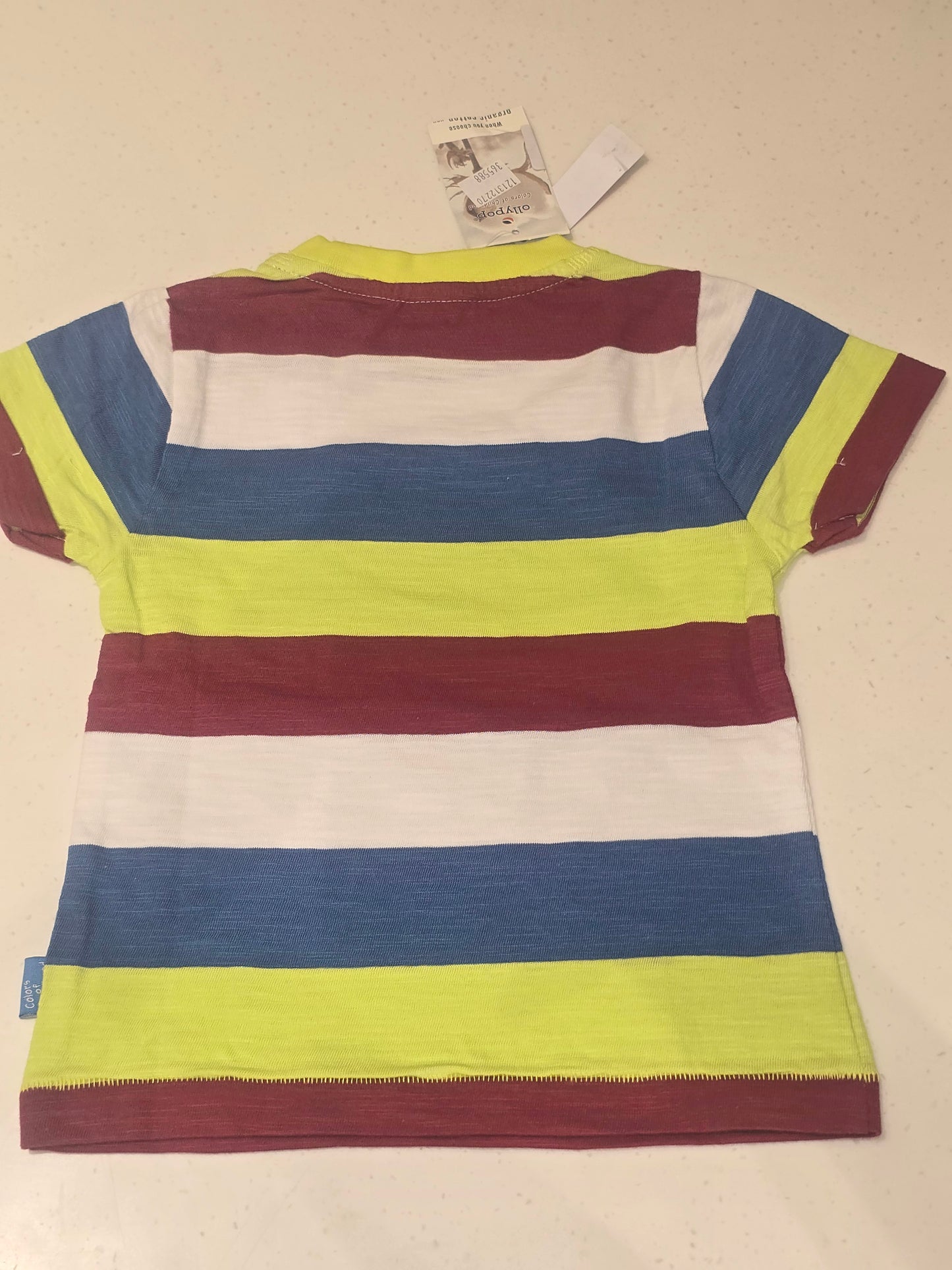 Cotton material multi color horizontal  line t-shirt