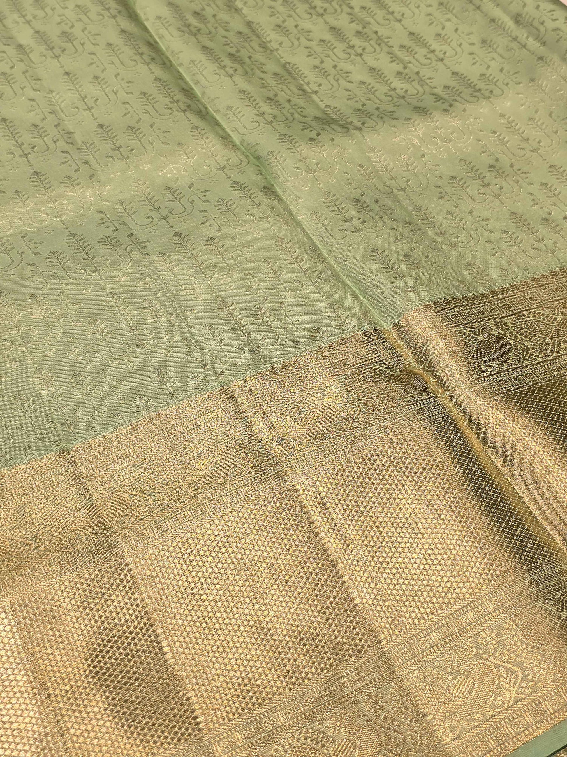 Handloom pure kanjivaram brocade silk self saree , with long gatti traditional border and rich pallu