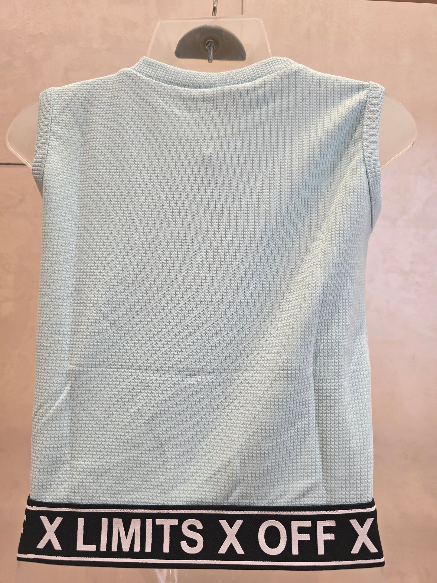 Sky Blue Hosiery Western Top for Girls with Stylish Bow Detail – Sleeveless Party Wear