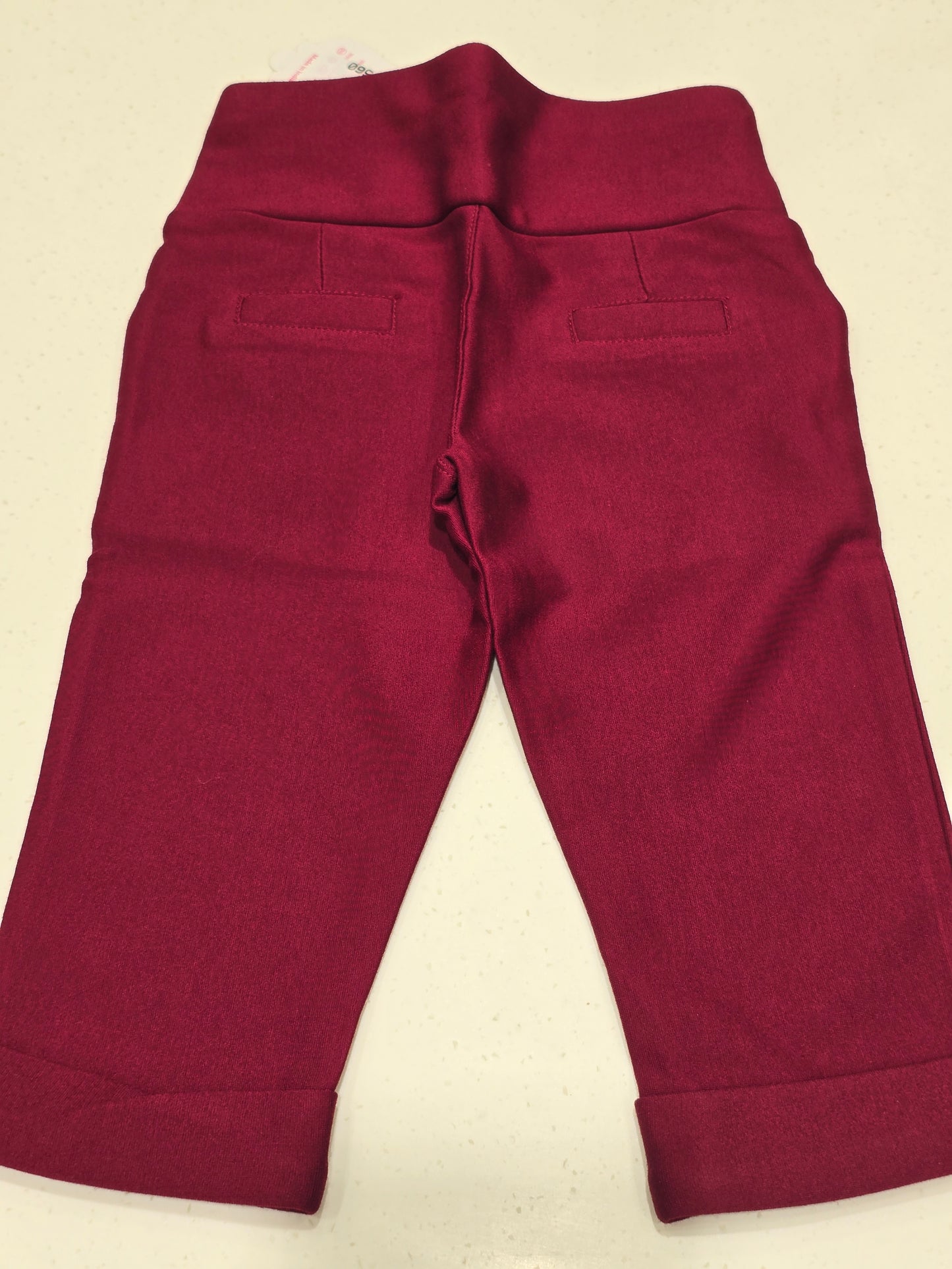 Girls Stretchable Cotton Capri Pant in Dark Blue with Left Side Key Chain Detail and Unique Belt Logo for Summer Casual Wear