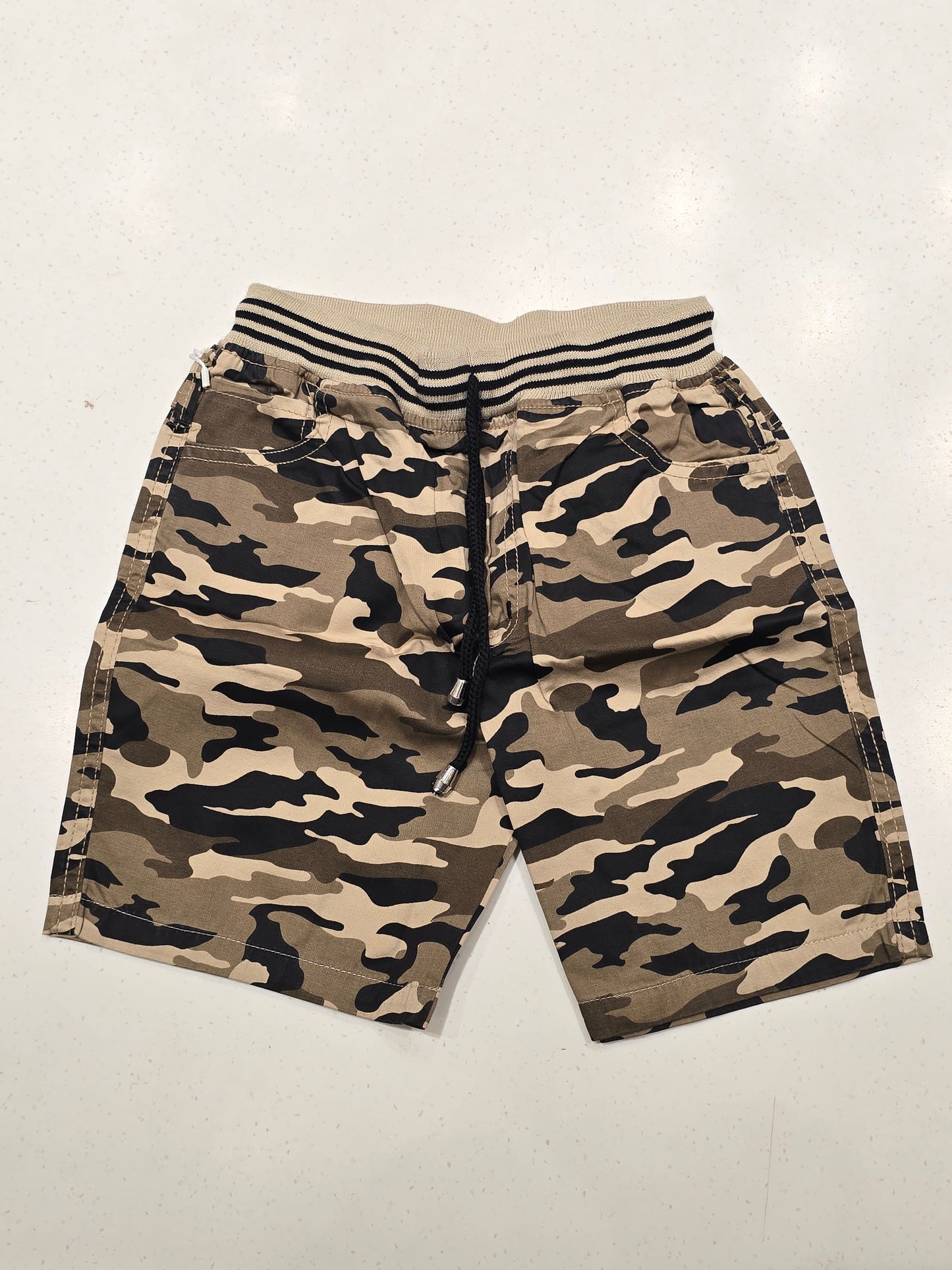 Army Green Printed Cotton Shorts for Boys