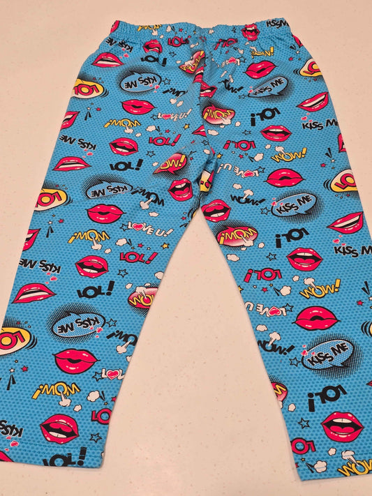 Printed Cotton material blue colour capri for girl