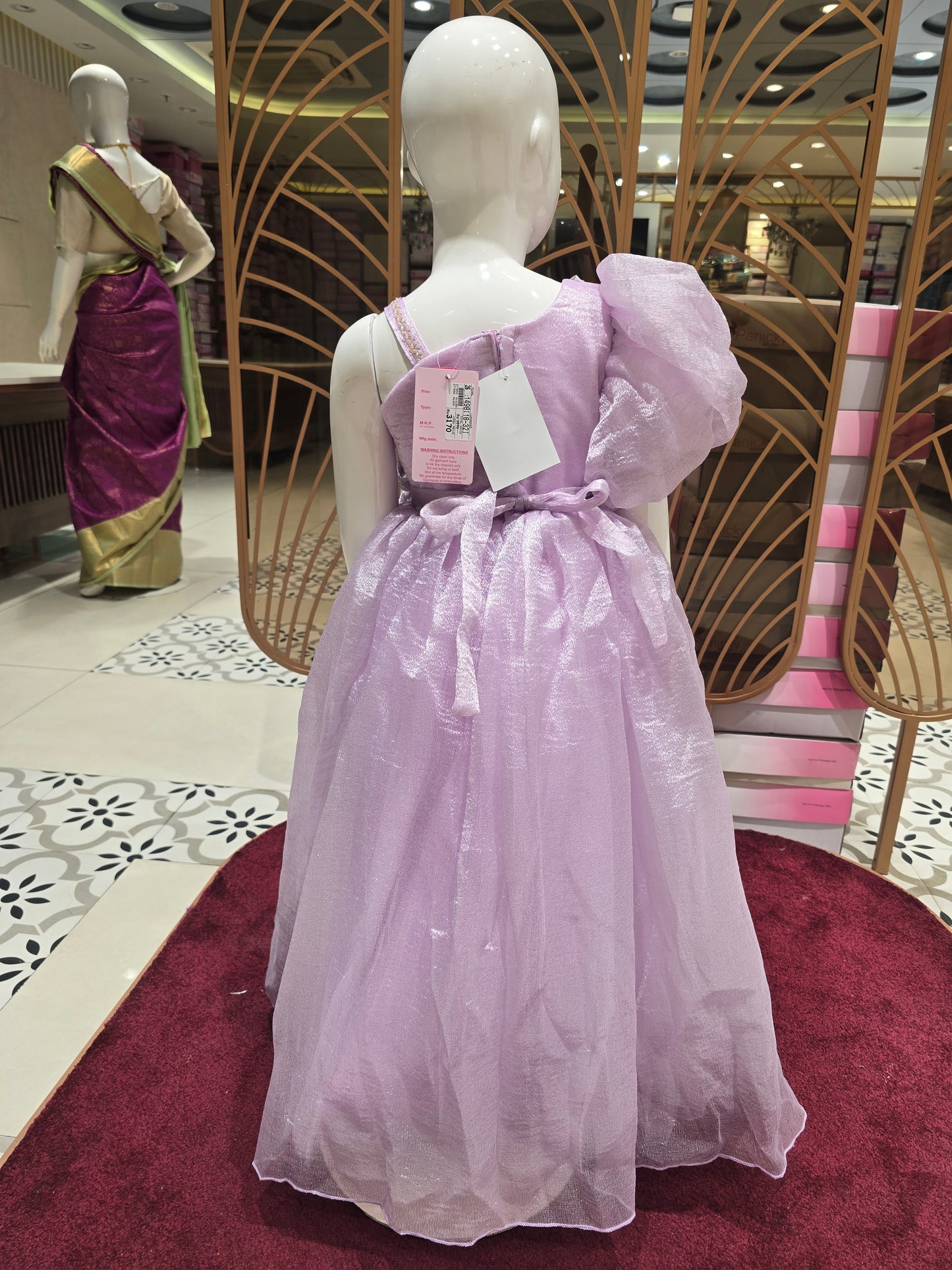 Light Lavender Tissue Party Gown for Girls