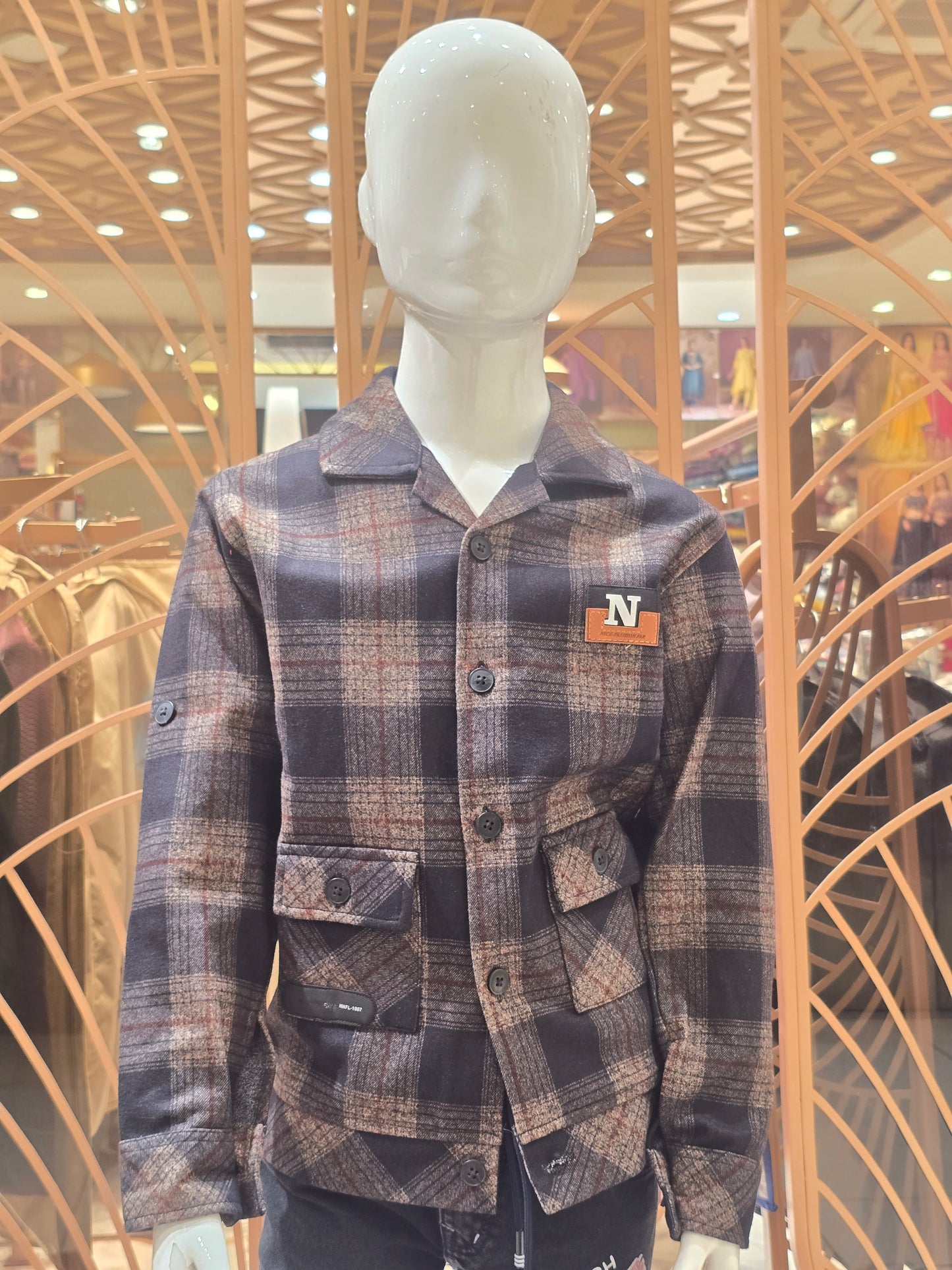 Multicolour Woolen Jacket Shirt for Boys