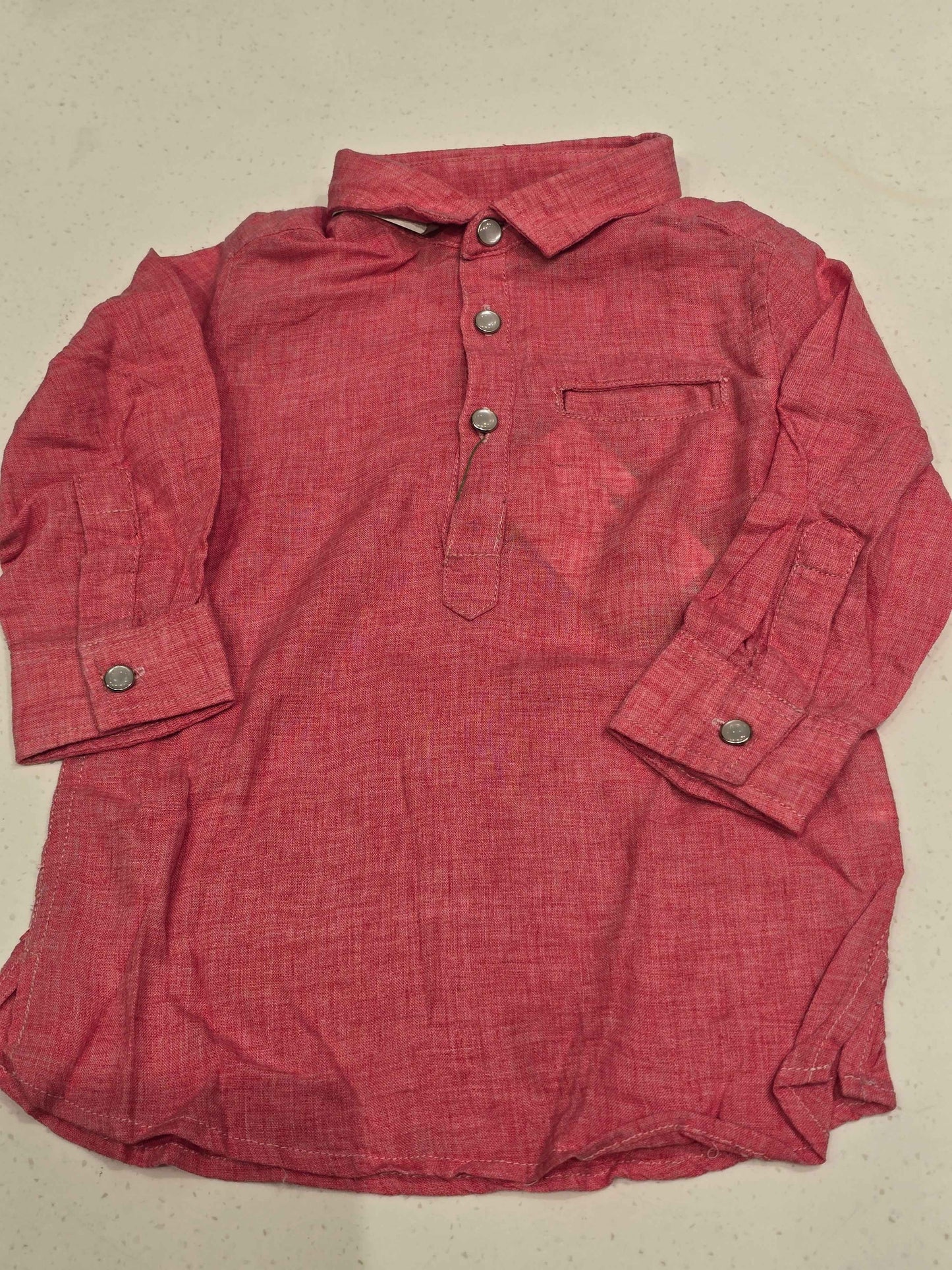 Lenin cotton material rust color kurta for boy wuth colar neck