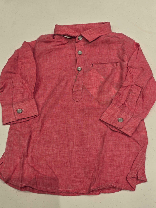 Lenin cotton material rust color kurta for boy wuth colar neck
