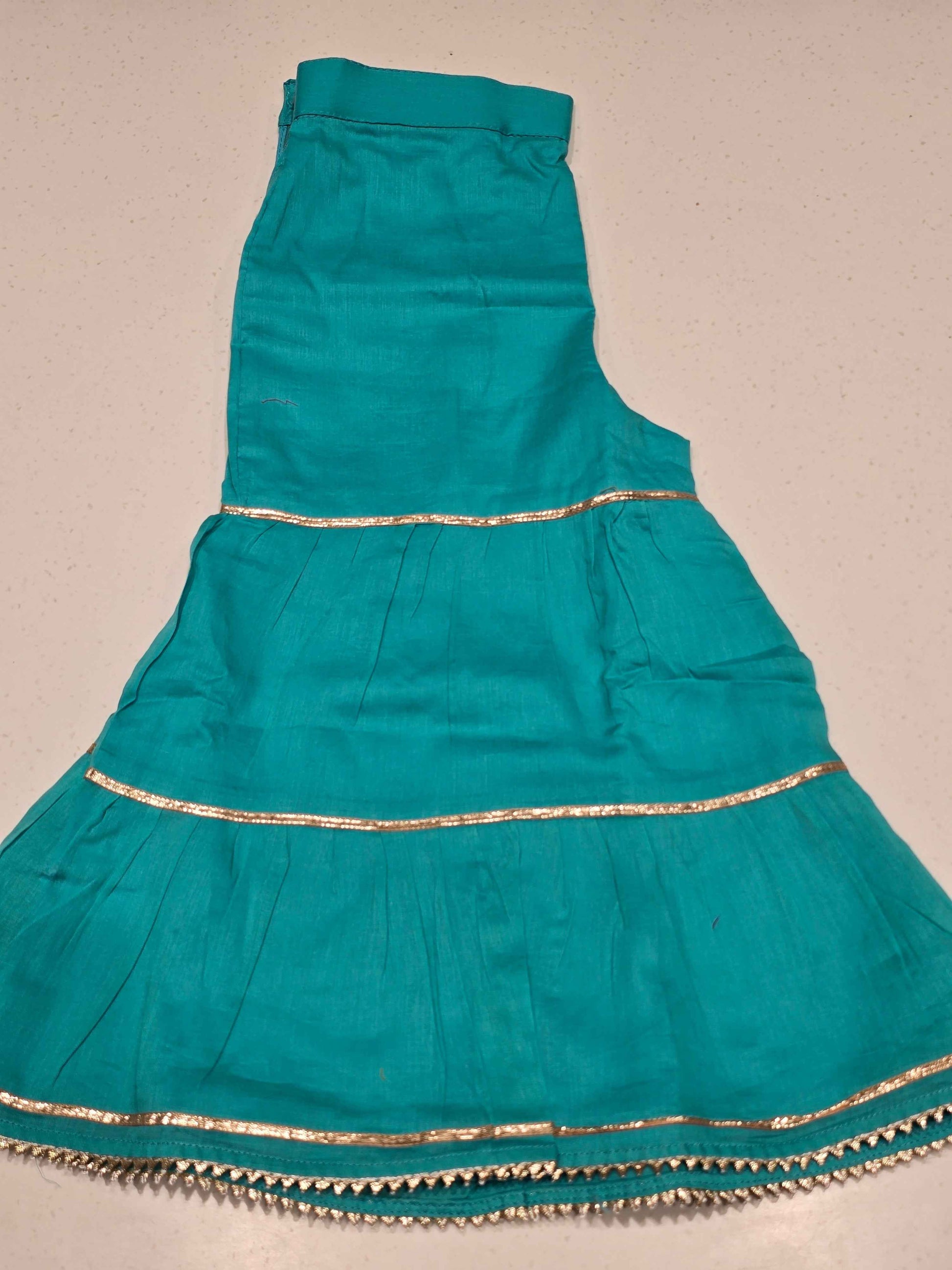 Pista Green Crepe Sharara Set for Girls with Bandhani Design