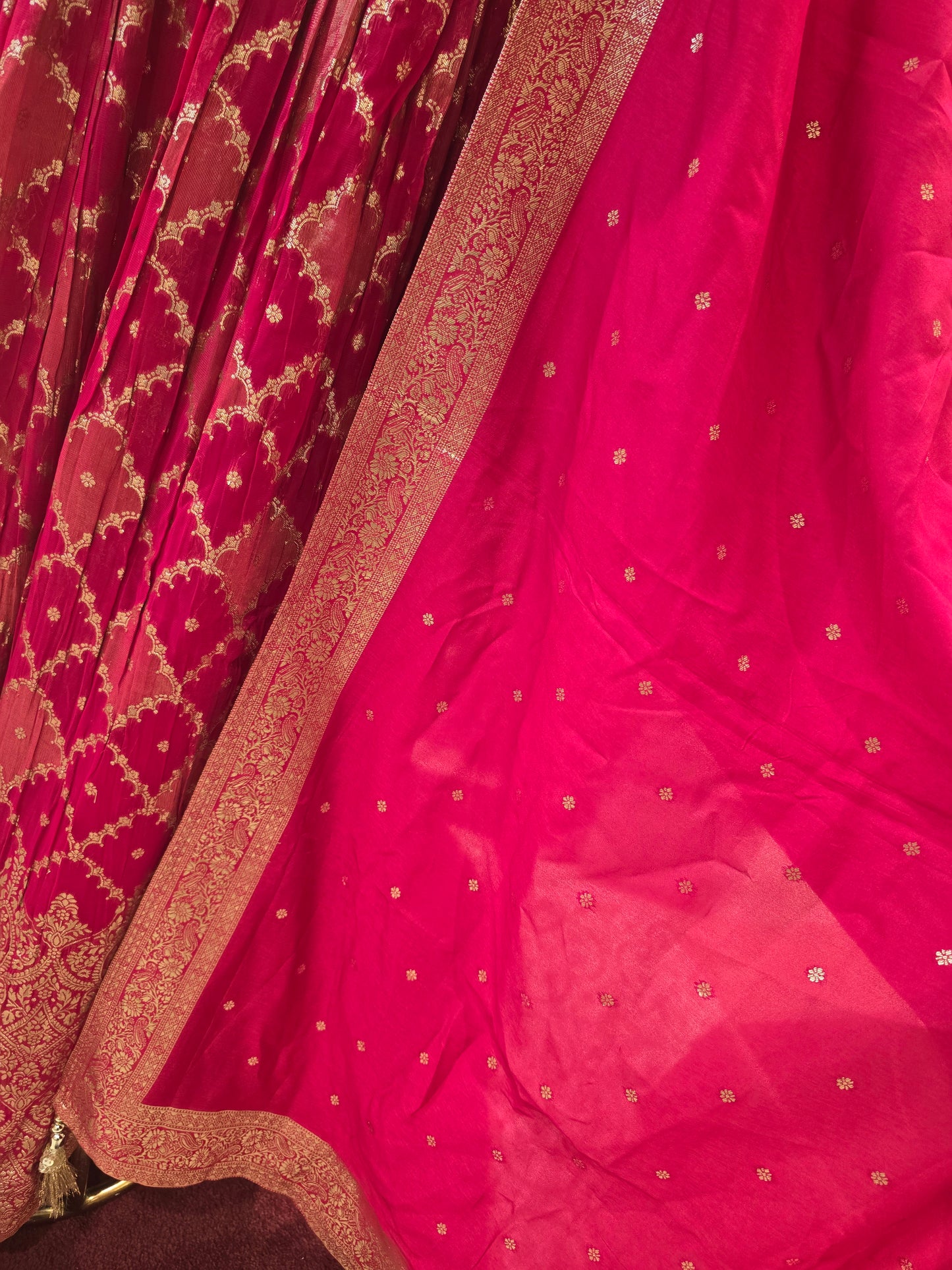 Ethnic Banarasi Bridal Lehenga – Pink with Heavy Jhardosi Work, Butta Dupatta & Diamond-Design Skirt